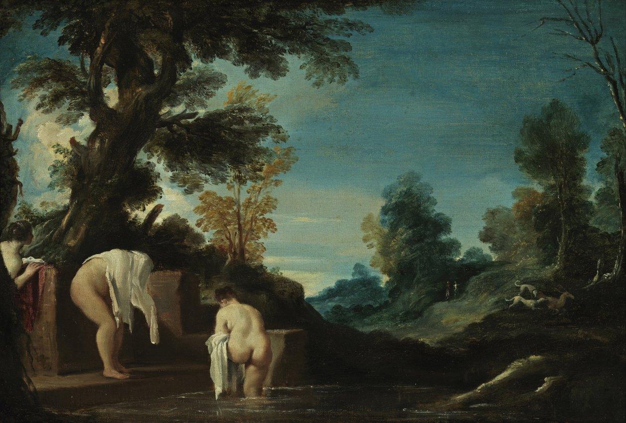 Tájfürdő nők alkotó: Giovanni Francesco Barbieri