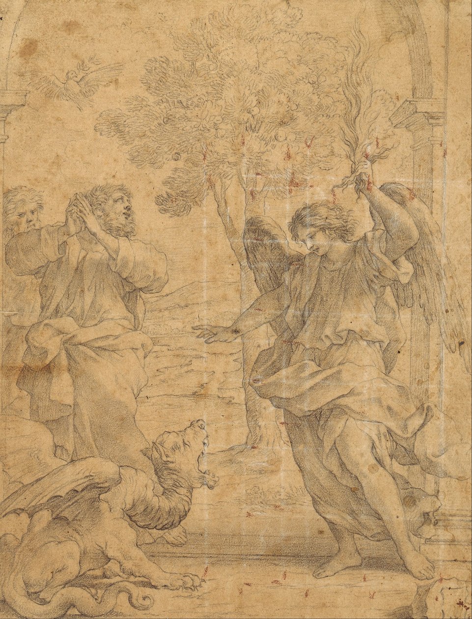 Uriel arkangyal és a sárkány alkotó: Giovanni Francesco Romanelli