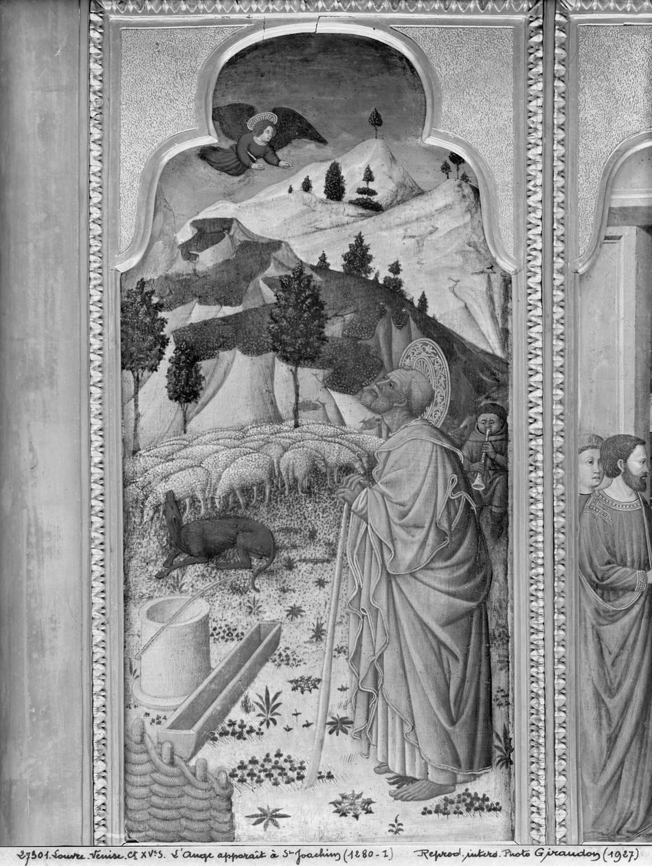 A Szűz életének ciklusa, Angyali üdvözlet Joachimnak, 1445 körül (olaj nyárfatáblán) alkotó: Giovanni Francesco da Rimini