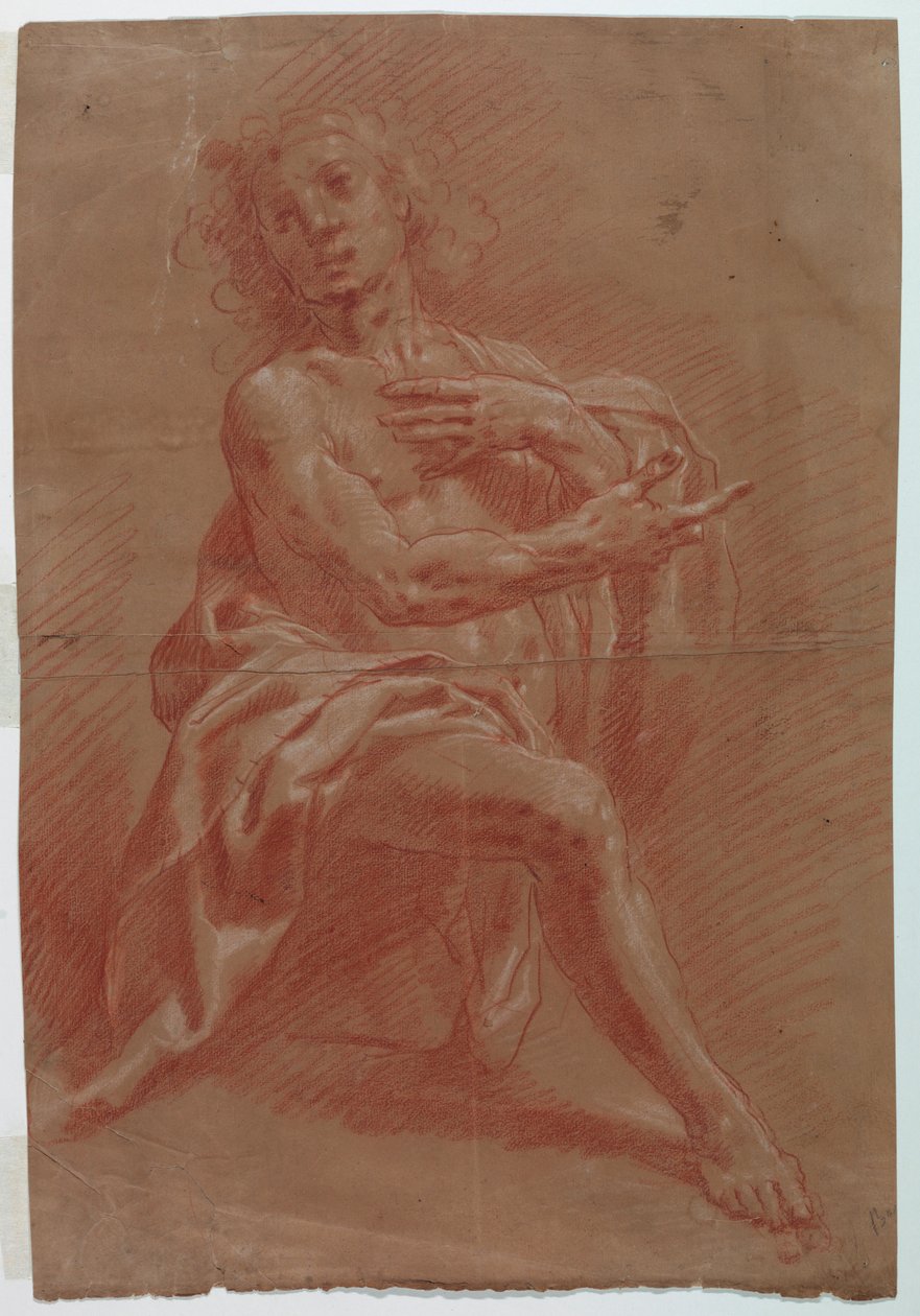 Térdelő ember, a pásztorok imádatáért alkotó: Giovanni Giacomo Barbelli