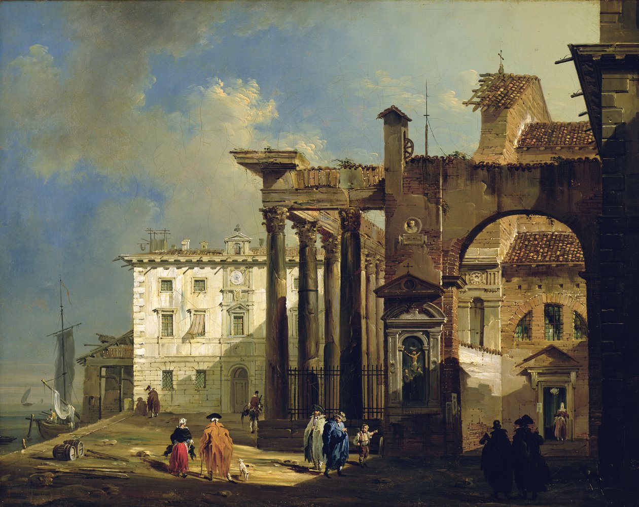 A milánói San Lorenzo templom portikusa, 1814 körül alkotó: Giovanni Migliara