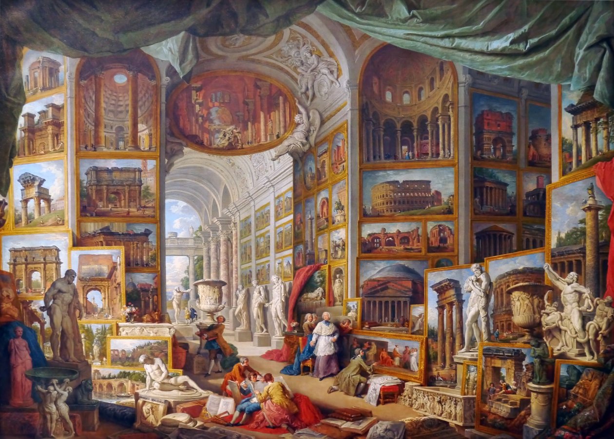 Galéria kilátással az ókori Rómára alkotó: Giovanni Paolo Pannini