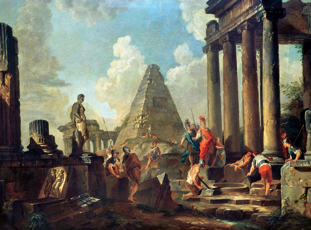 III. Sándor (Kr. e. 356-323) Akhilleusz sírja előtt alkotó: Giovanni Paolo Pannini