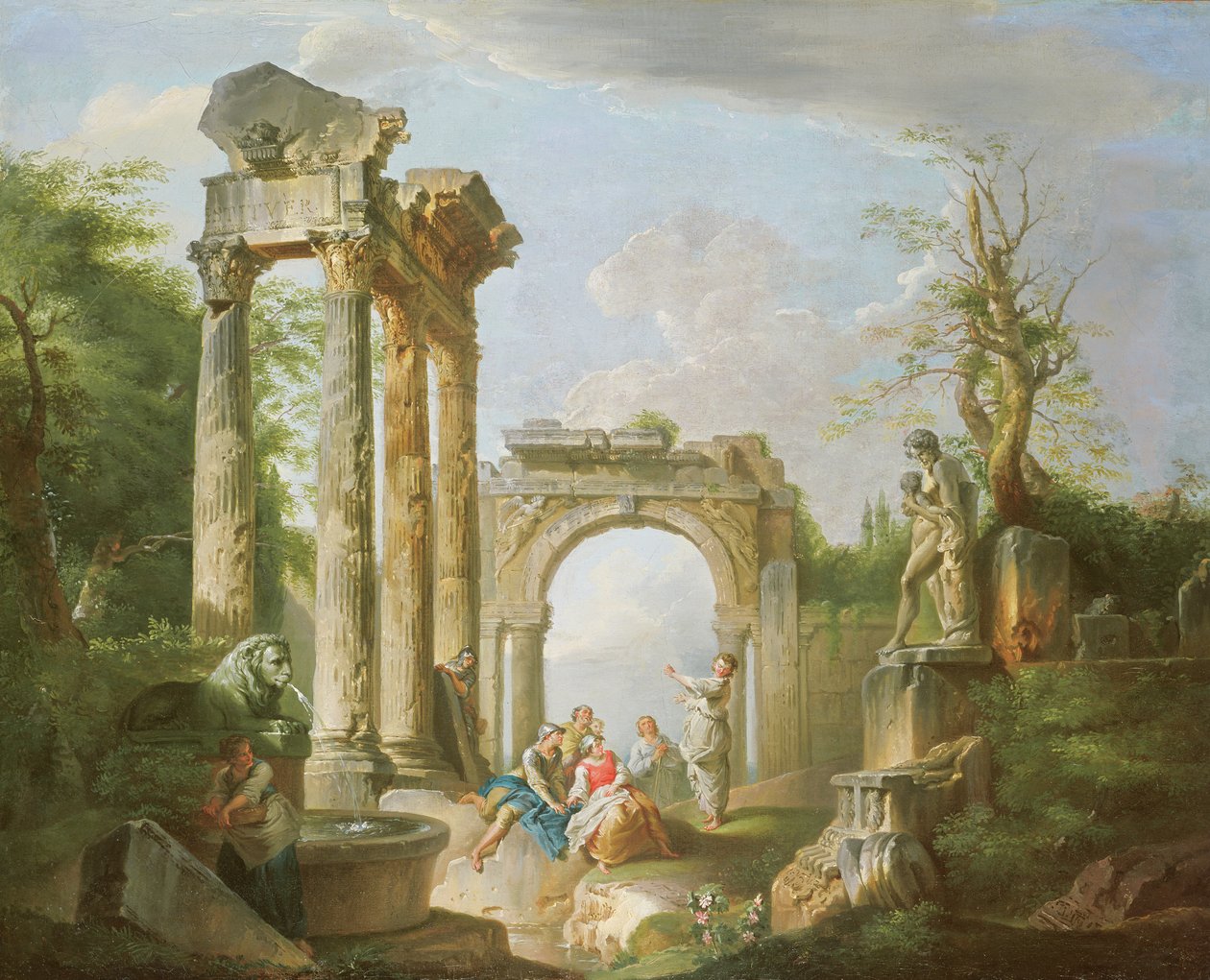 Árkádiai jelenet, 18. század alkotó: Giovanni Paolo Pannini
