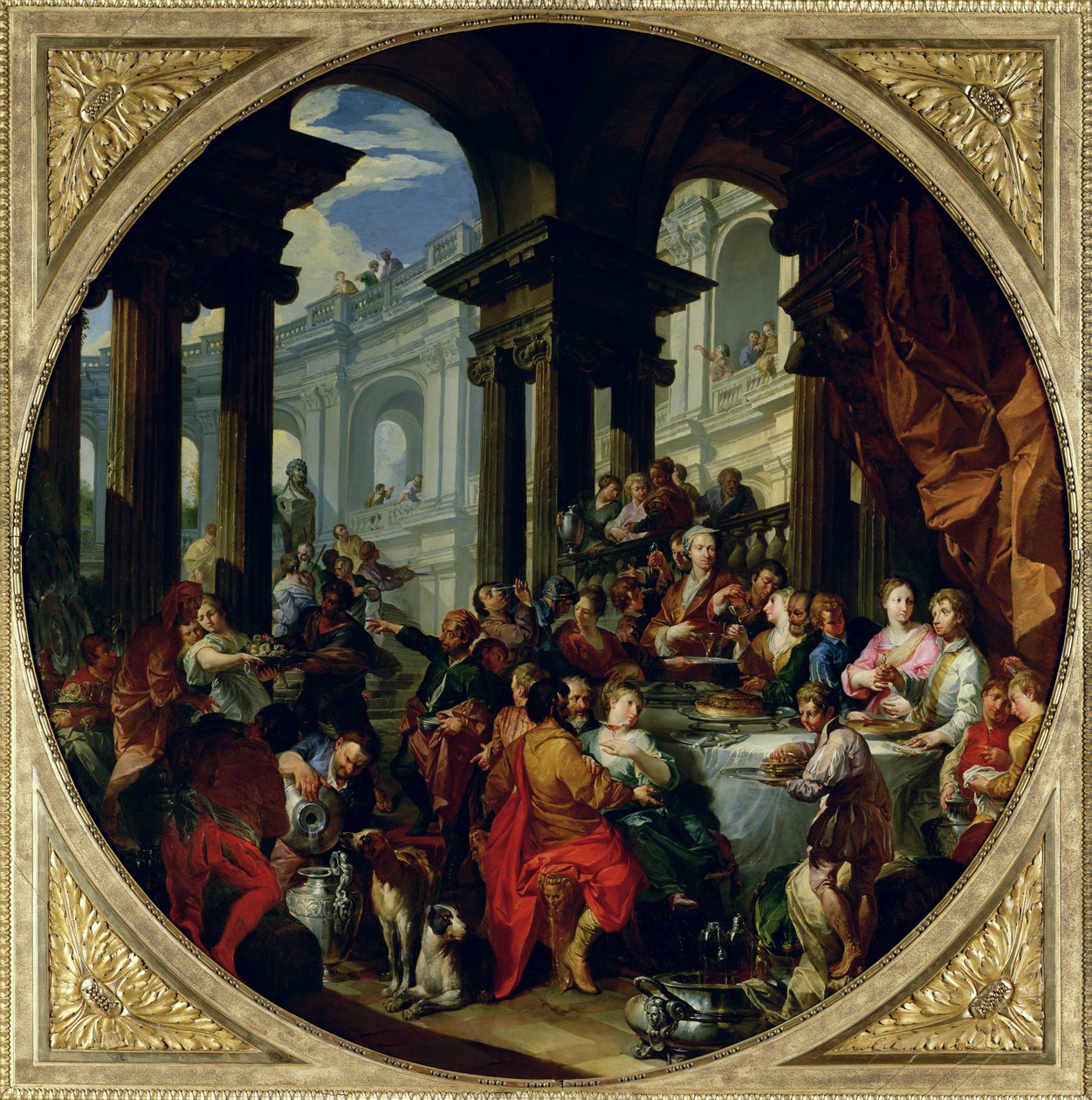 Lakom egy ionos portikusz alatt, 1720-25 körül alkotó: Giovanni Paolo Pannini