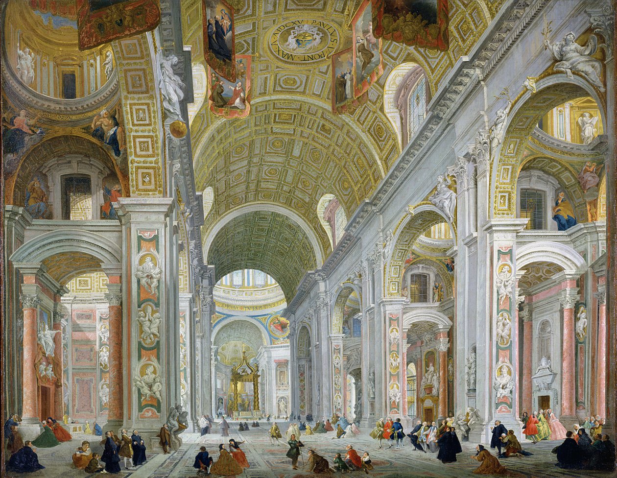 Szent Péter belseje, Róma, 1754 körül alkotó: Giovanni Paolo Pannini