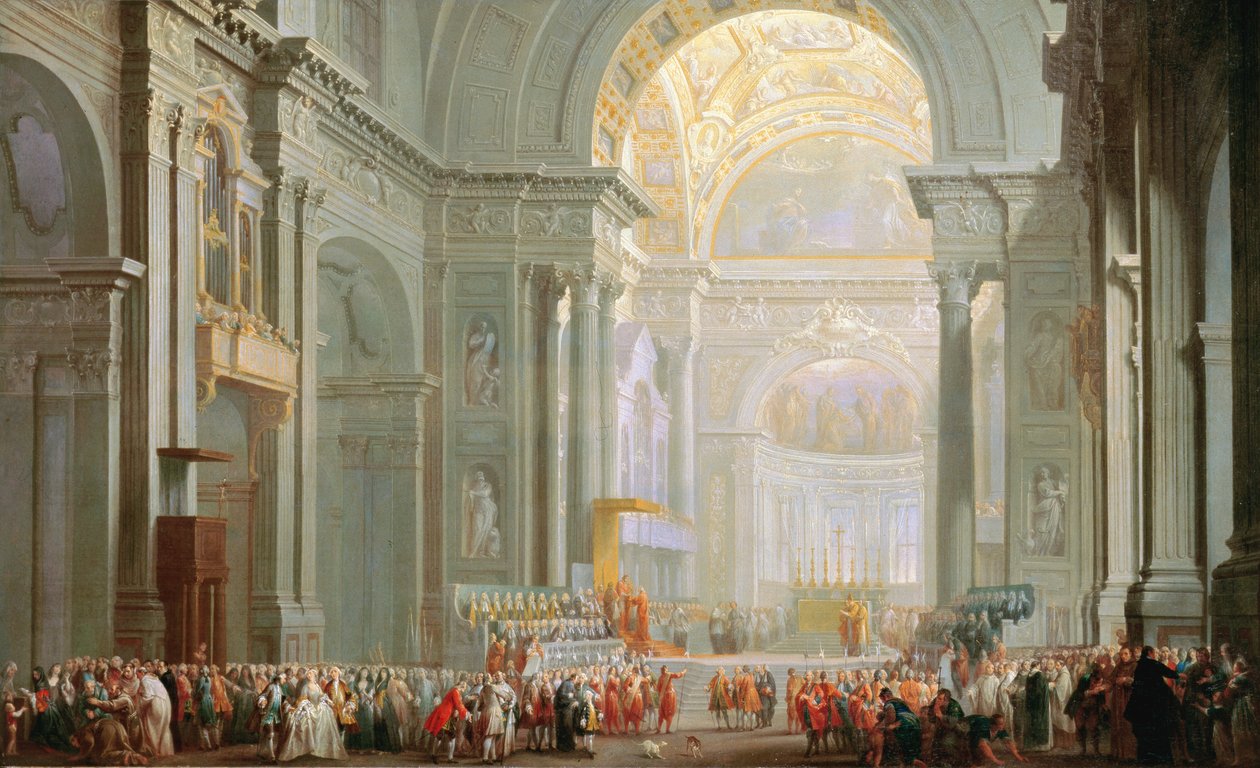 Egy Szent Péter-templom belseje, Róma alkotó: Giovanni Paolo Pannini