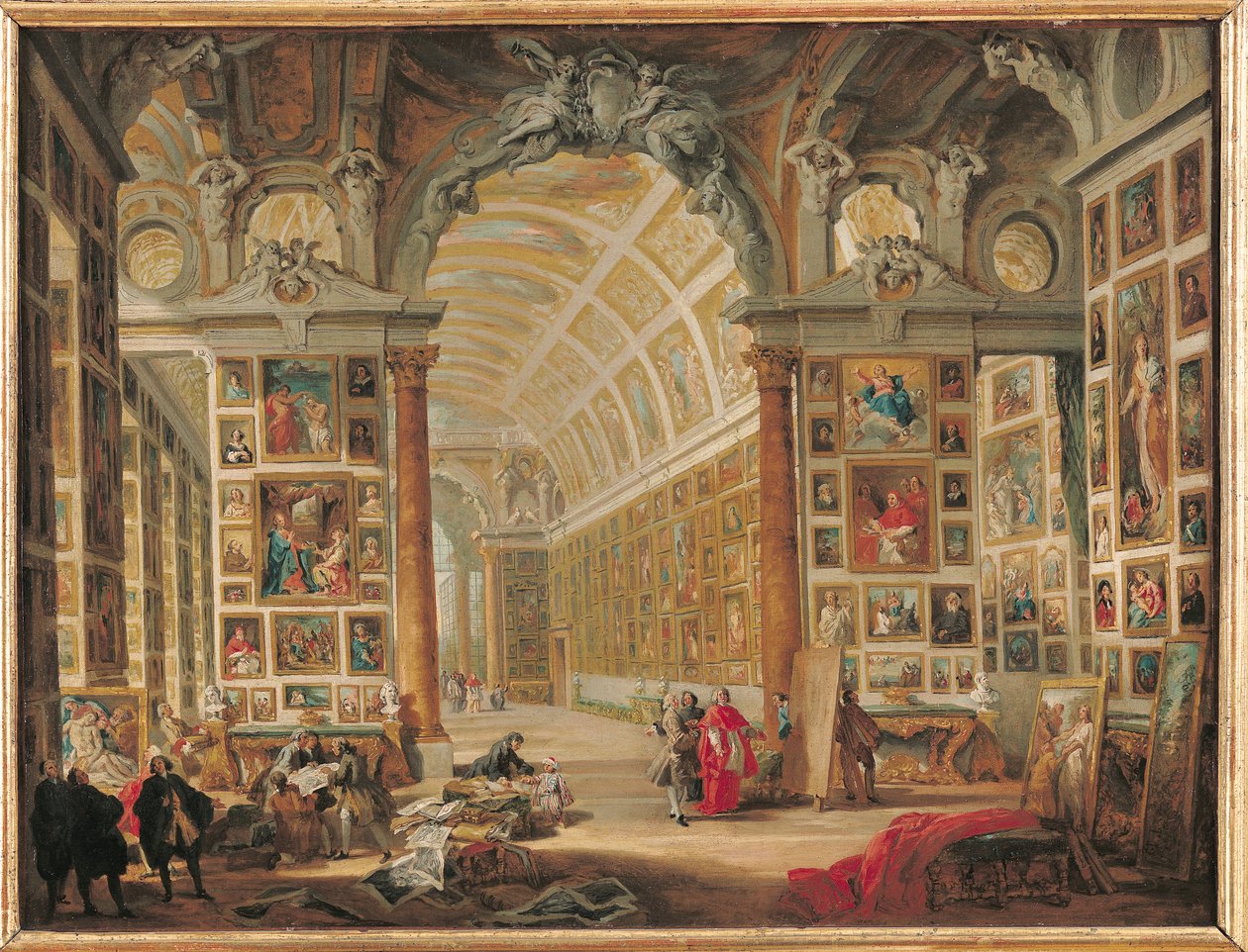 Silvio Valenti-Gonzaga bíboros galériája Rómában, 1749 alkotó: Giovanni Paolo Pannini