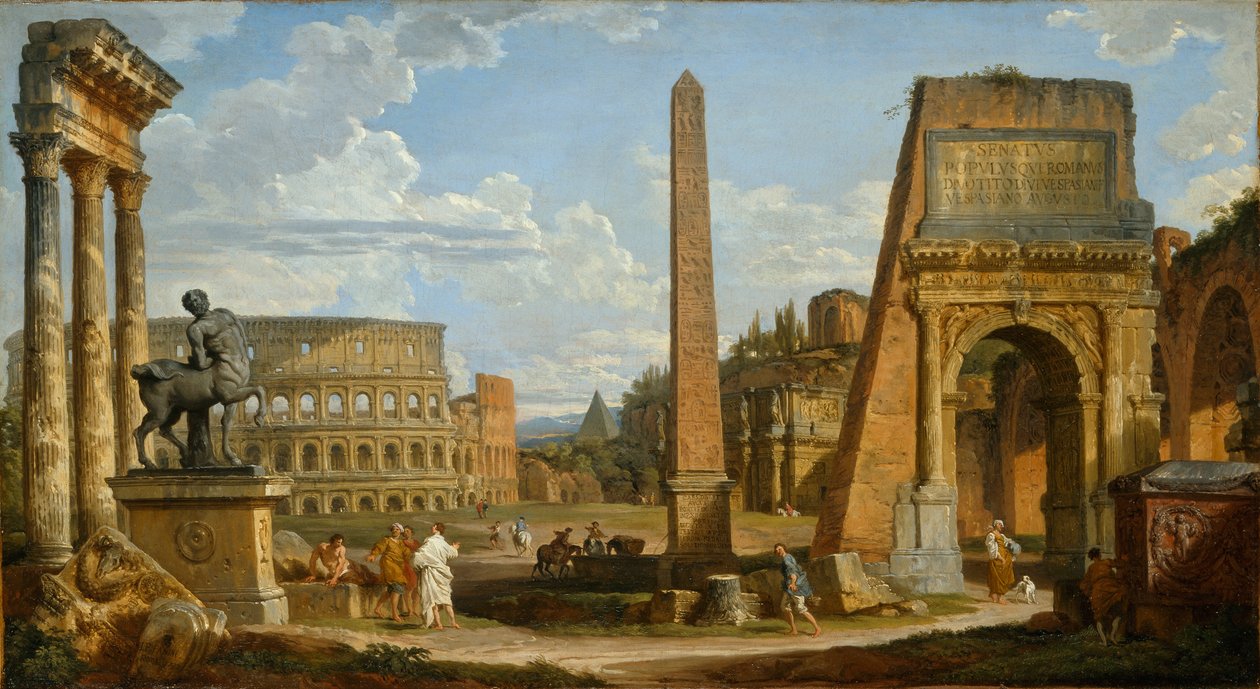 Capriccio kilátás a római romokra, 1737 alkotó: Giovanni Paolo Pannini