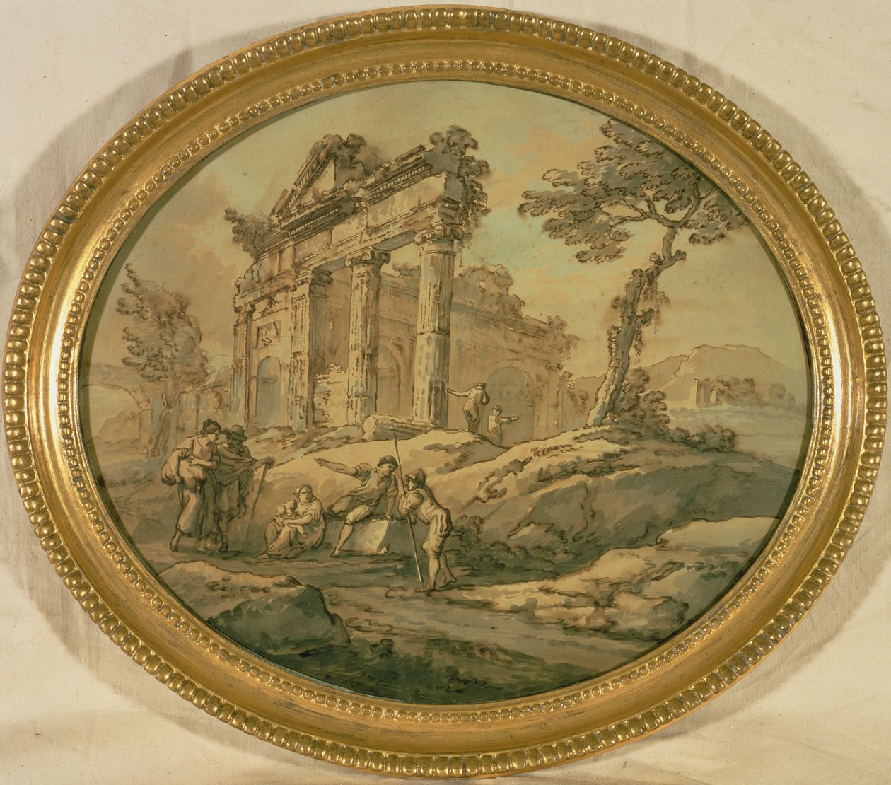 Építészeti romok (tinta és toll, szepia, papír) alkotó: Giovanni Paolo Pannini