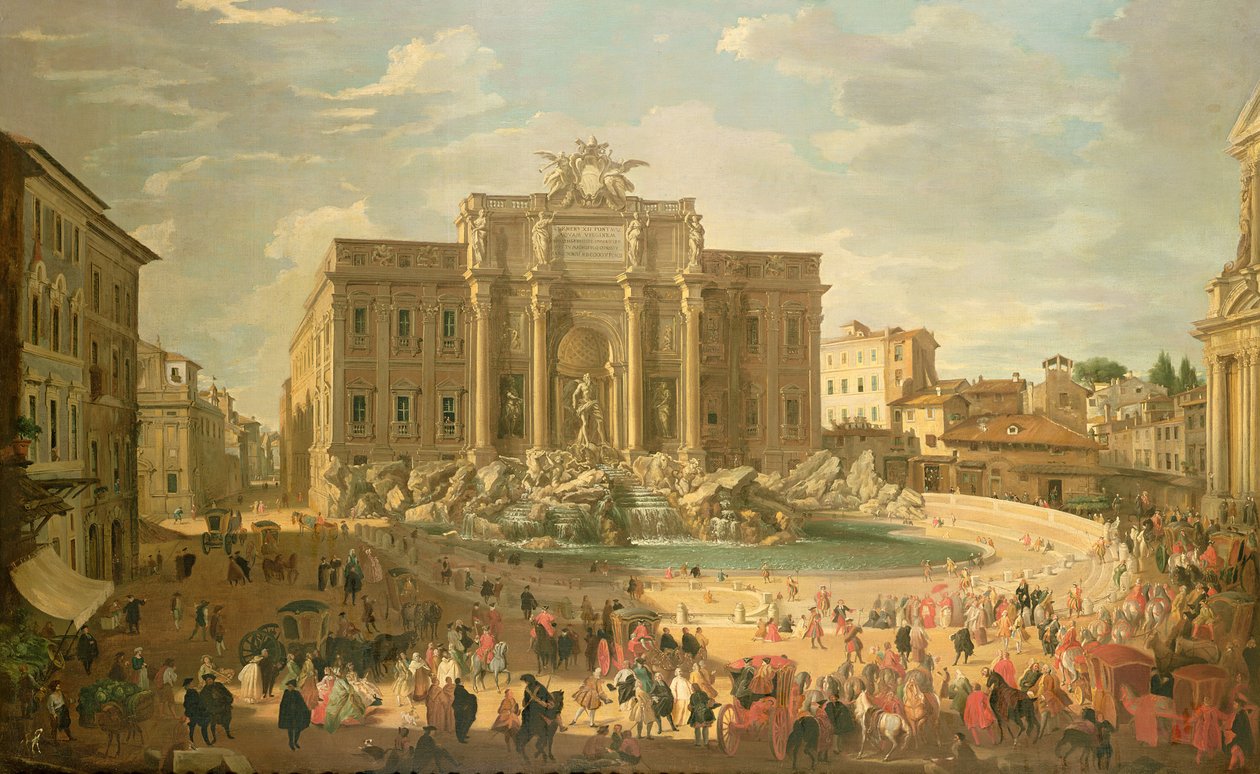 XIV. Benedek a Trevi-kút látogatása alkotó: Giovanni Paolo Pannini