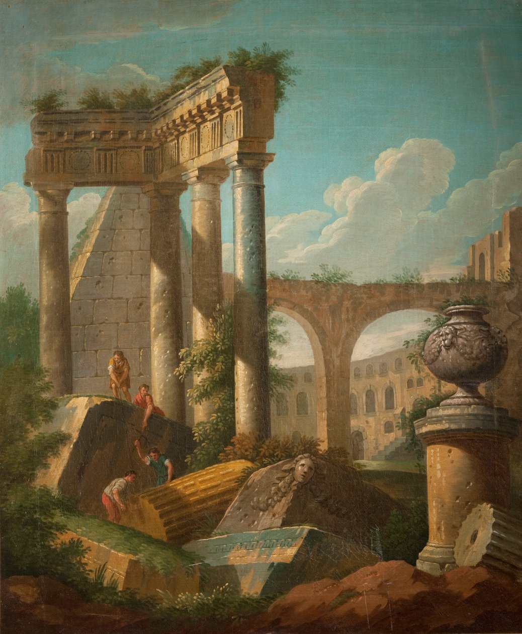 Klasszikus jelenet – Romos templom, 19. század alkotó: Giovanni Paolo Pannini