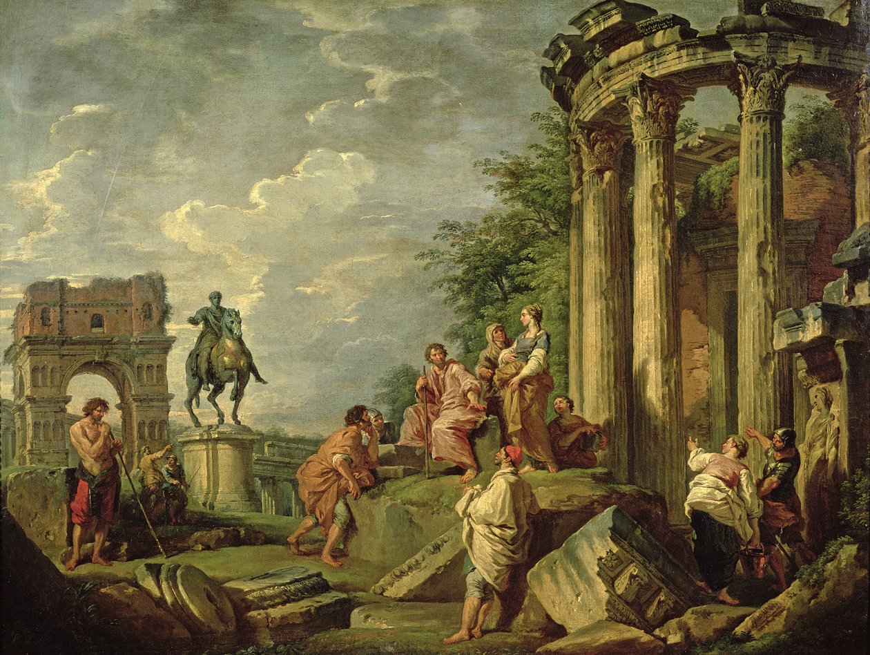 Parasztok a római romok között, 1743 alkotó: Giovanni Paolo Pannini