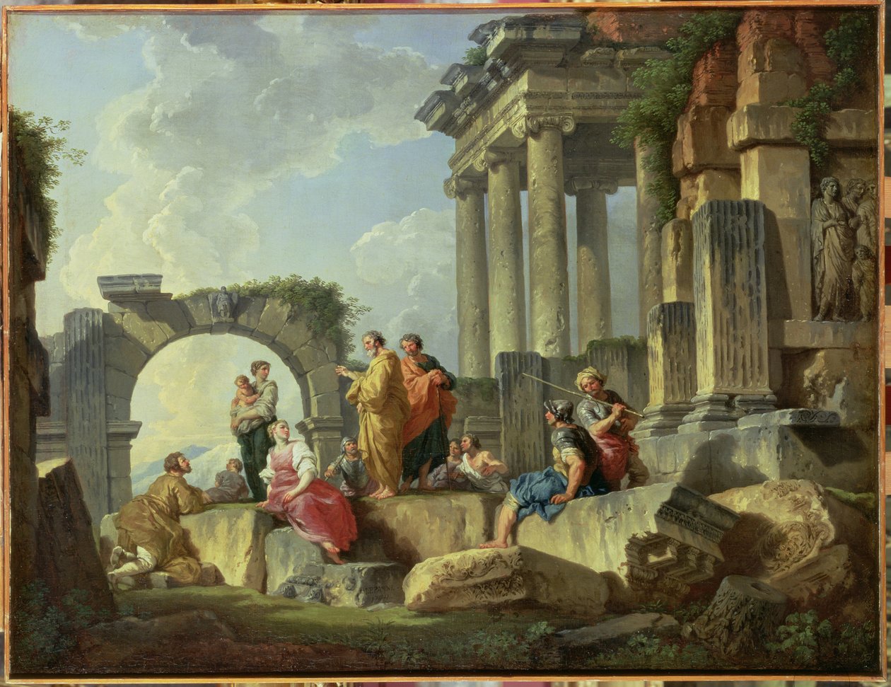 Romok Pál apostol prédikálásával, 1744 alkotó: Giovanni Paolo Pannini
