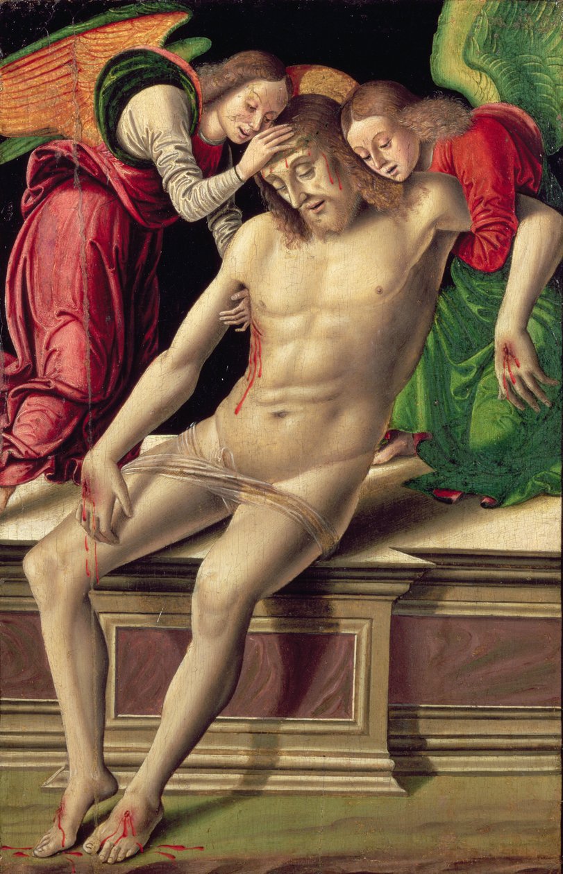 A halott Krisztust két angyal támogatja alkotó: Giovanni Santi or Sanzio
