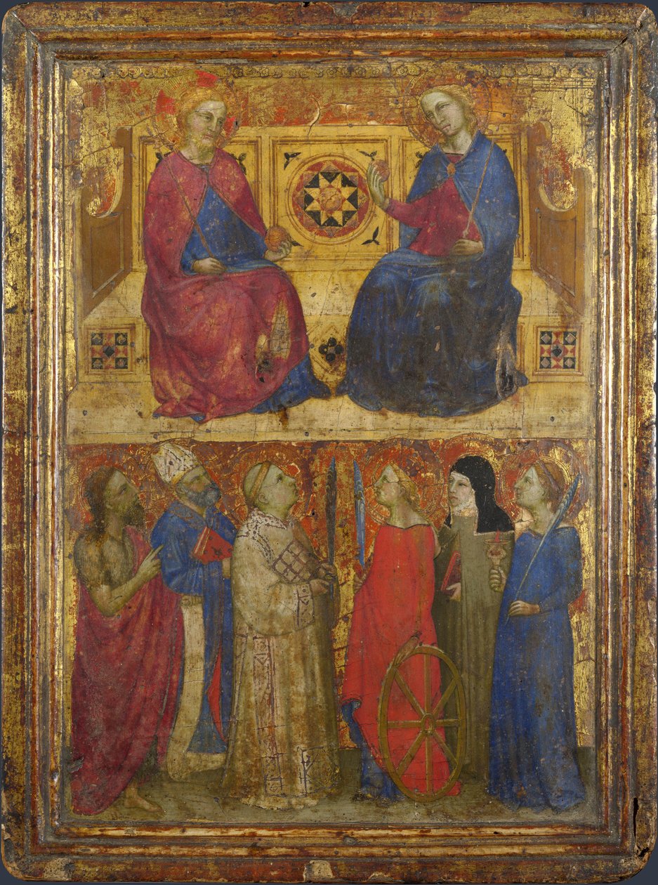 Krisztus és a Szűz és hat szent alkotó: Giovanni da Milano