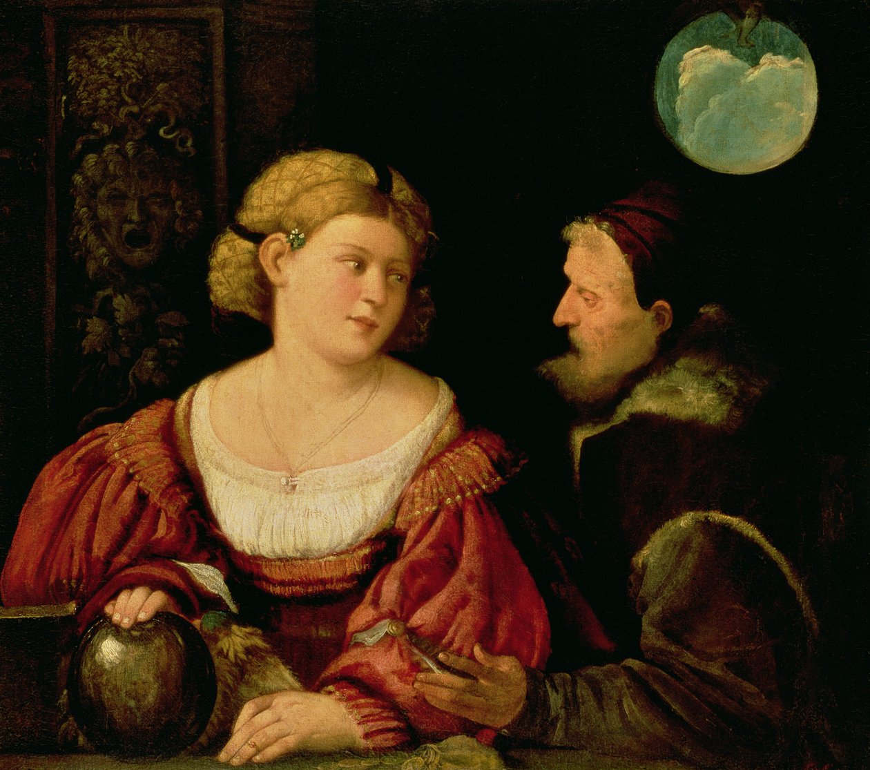 Csábítás (A fiatalság és a kor allegóriája) 1515 körül alkotó: Giovanni de Busi Cariani