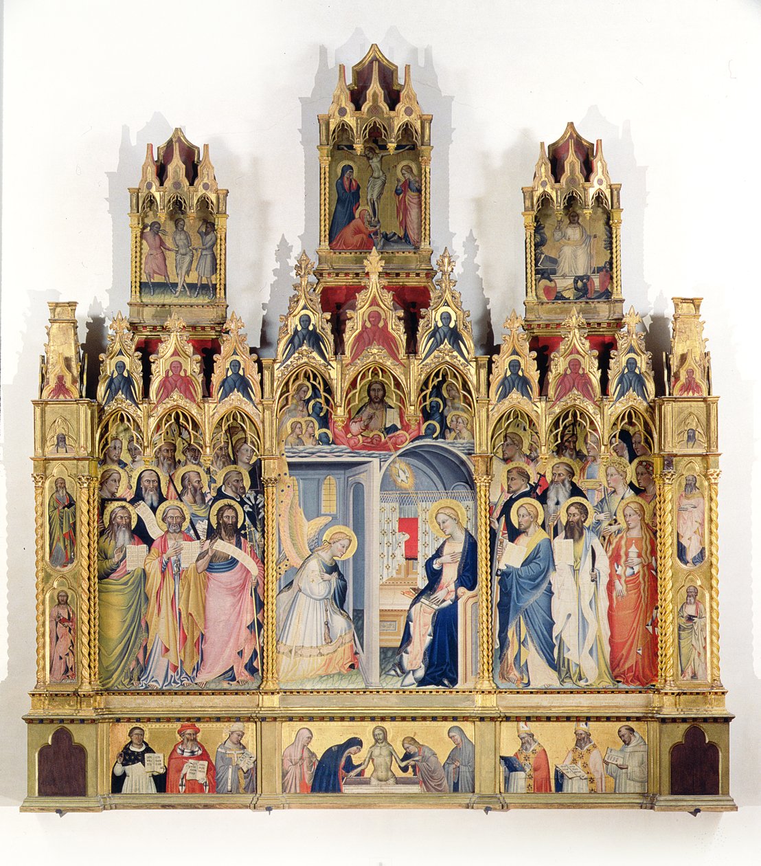 Angyali üdvözlet a szentekkel (tempera a panelen) alkotó: Giovanni di Niccolo del Biondo