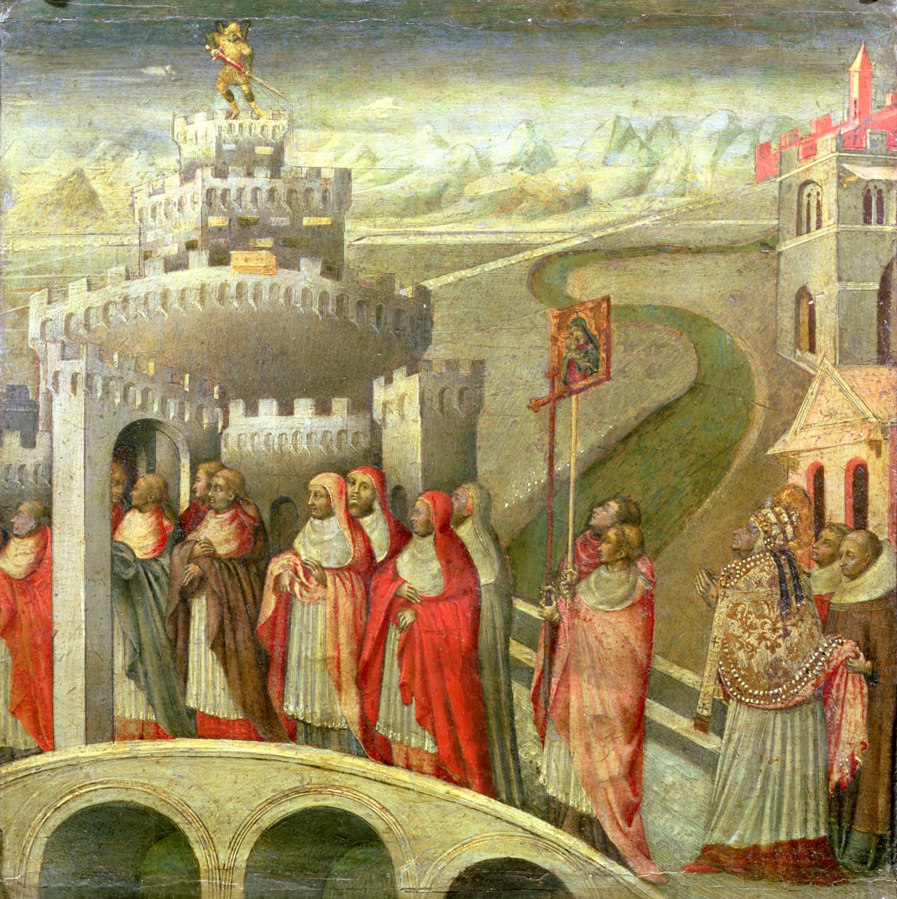 Szent Gergely körmenete a Castel St. Angelo felé alkotó: Giovanni di Paolo