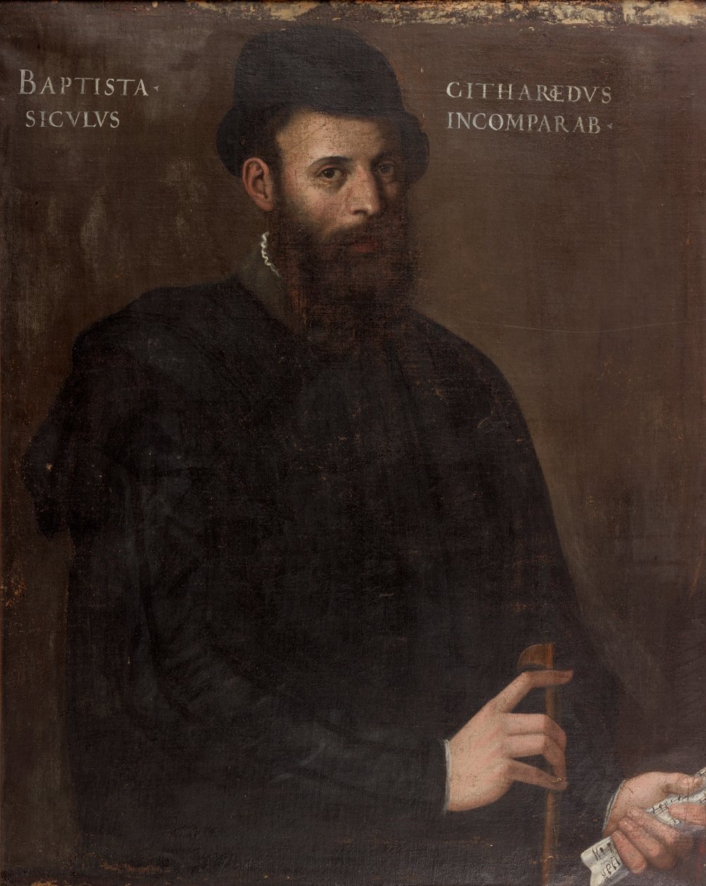 A zenész olaj, vászon alkotó: Giovanni Battista Moroni