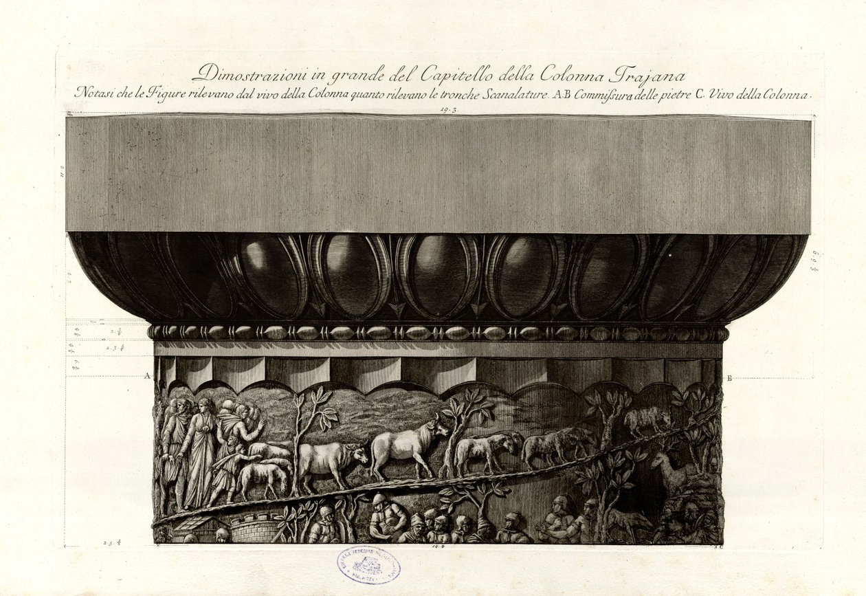 Nagy demonstrációk a Traianus -oszlop fővárosáról alkotó: Giovanni Battista Piranesi