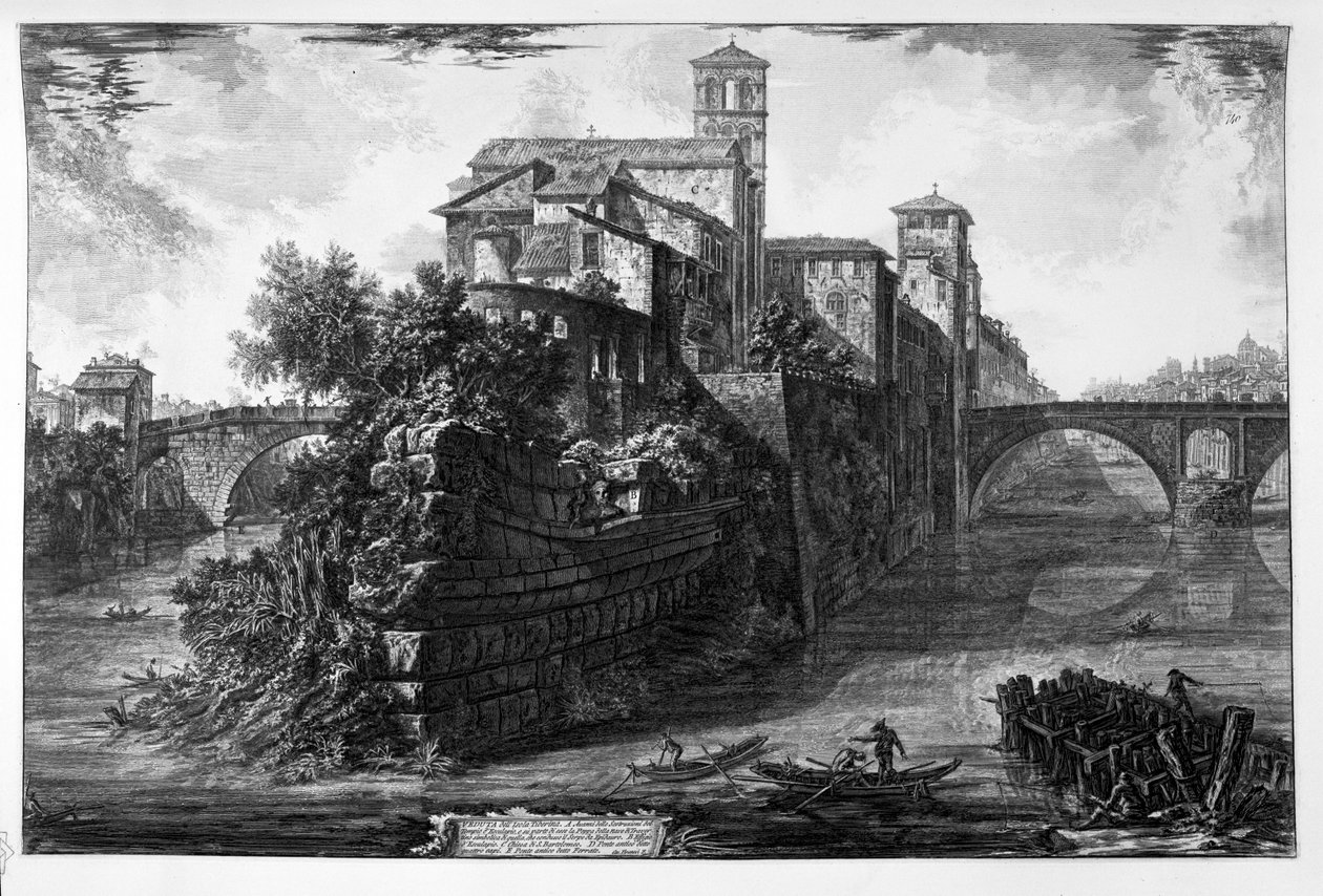 Kilátás a Tiber -szigetre alkotó: Giovanni Battista Piranesi