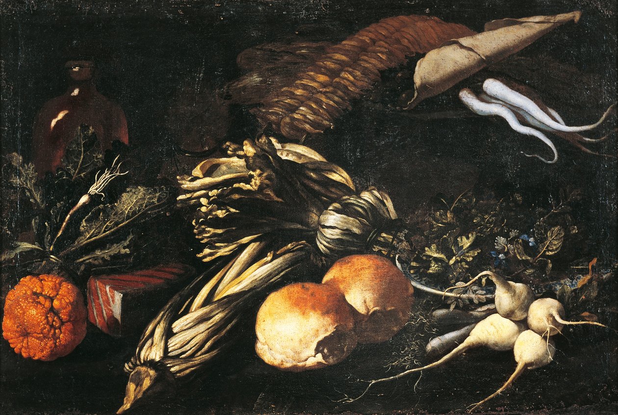 Csendélet zöldségekkel (olaj, vászon) alkotó: Giovanni Battista Ruoppolo or Ruopolo