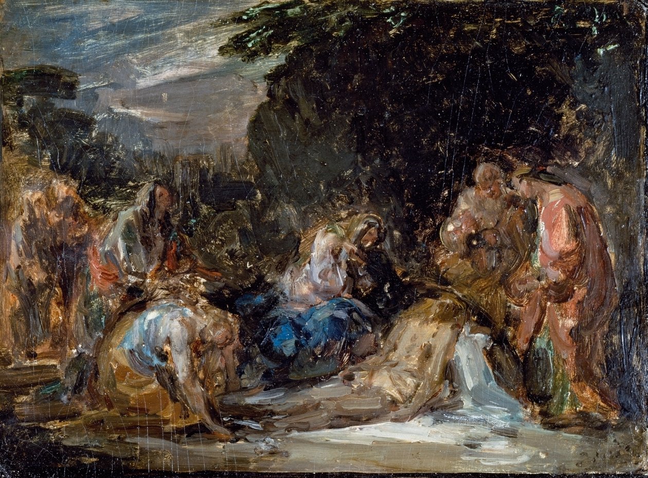 Lerakódás, Giovanni Carnovali Piccio (1804-1873), olaj, tábla, 21x29 cm alkotó: Giovanni Carnovali