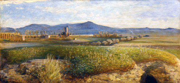 A római Campagna (olaj a panelen) alkotó: Giovanni Costa