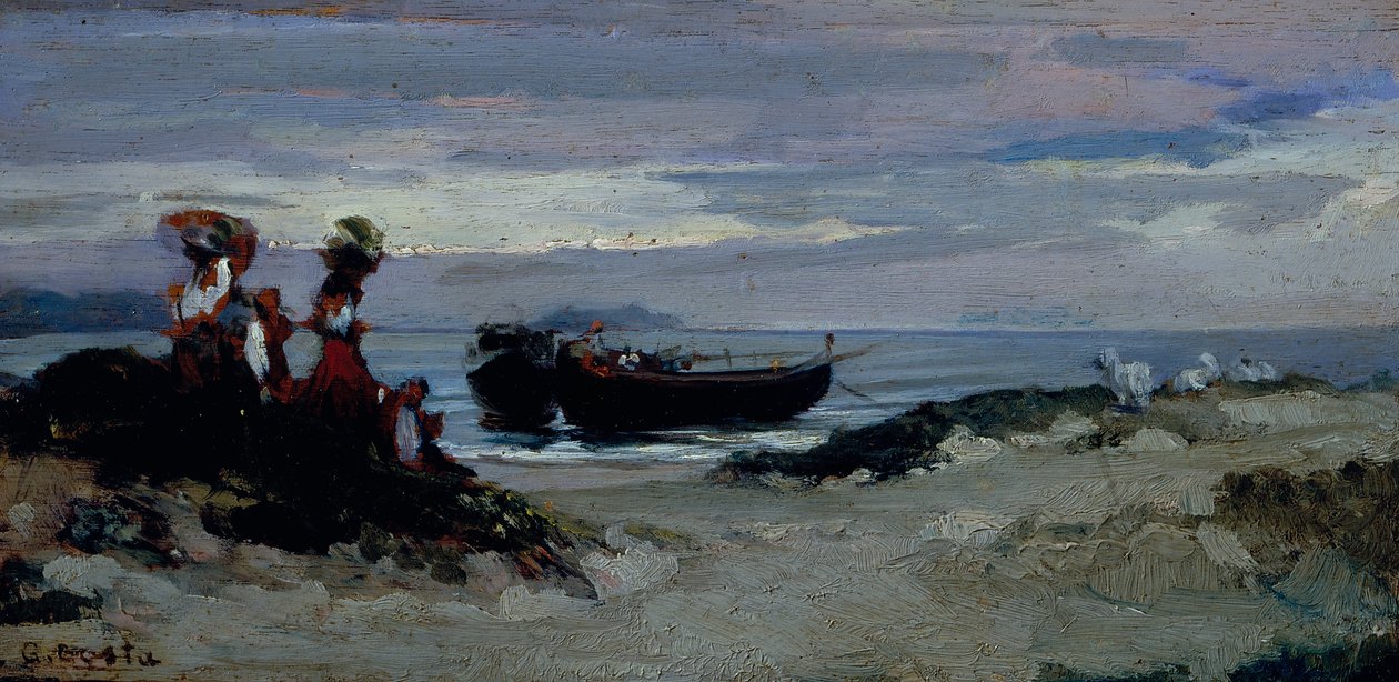 Fát szállító nők az anzioi tengerparton, 1852 körül (olaj, tábla) alkotó: Giovanni (1826 1903) Costa