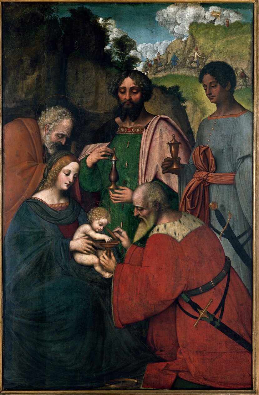 A mágusok imádása (olaj a táblán alkotó: Giovanni Agostino da Lodi