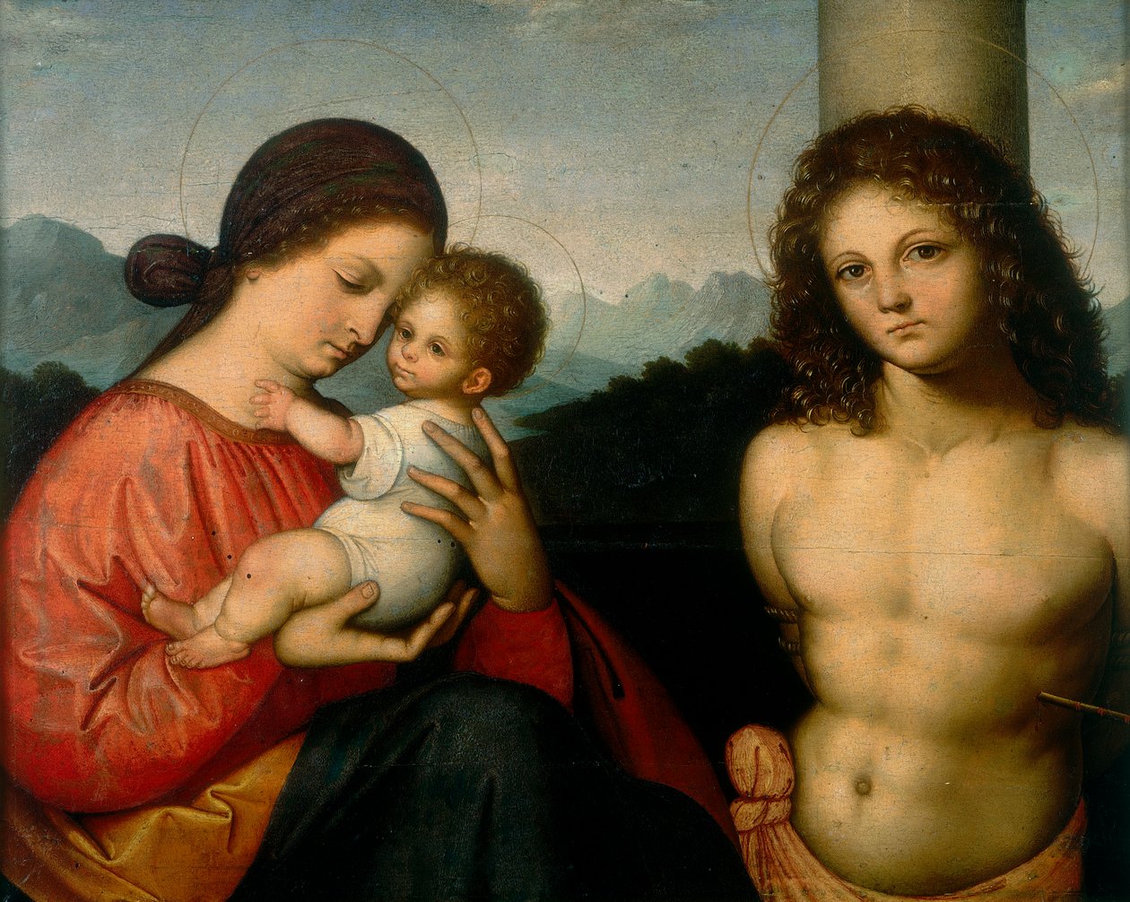 Madonna gyermekével és Szent Sebestyénnel alkotó: Giovanni Agostino da Lodi