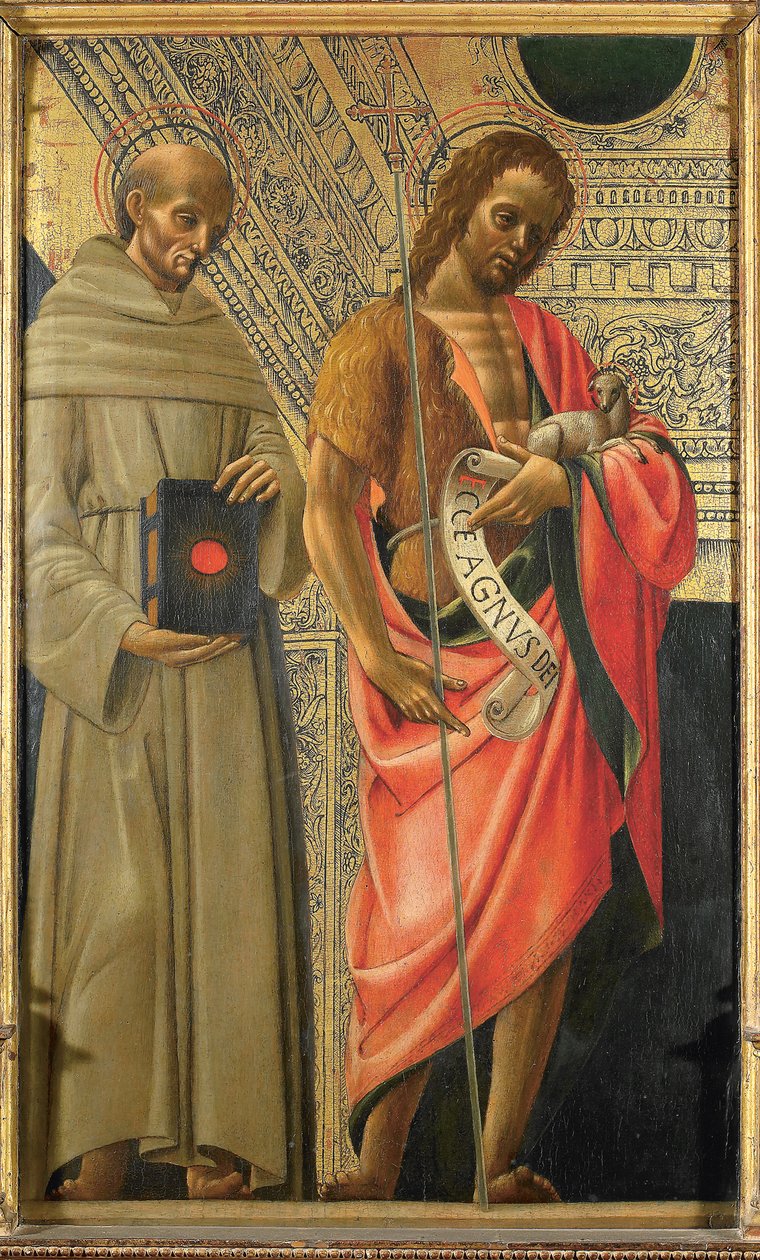 Sienai Szent Bernardino és Keresztelő Szent János, kb. 1485-1490. alkotó: Giovanni Ambrogio Bevilacqua