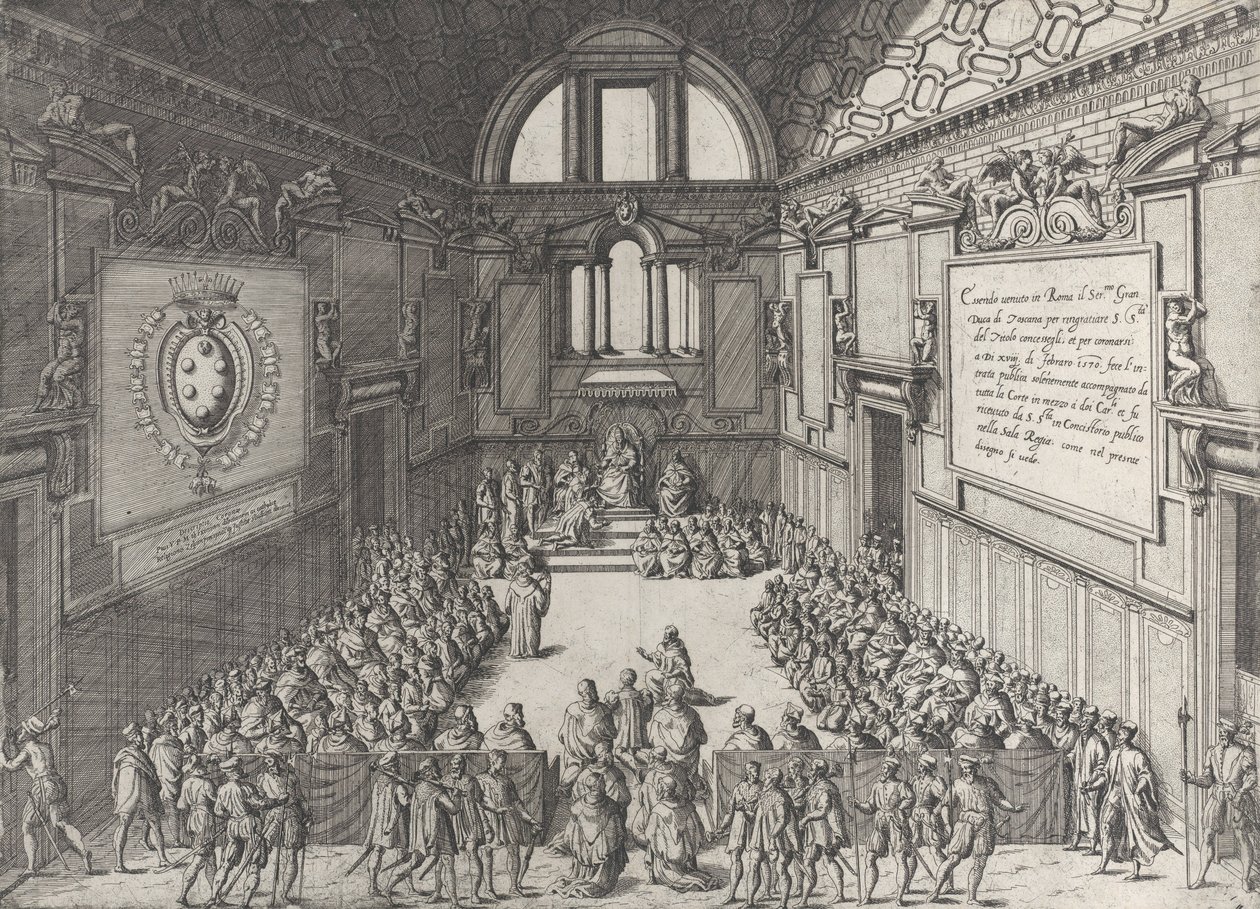 V. Pius pápa audienciája I. Cosimonak, Toszkána hercegének, 1575-99. alkotó: Giovanni Ambrogio Brambilla