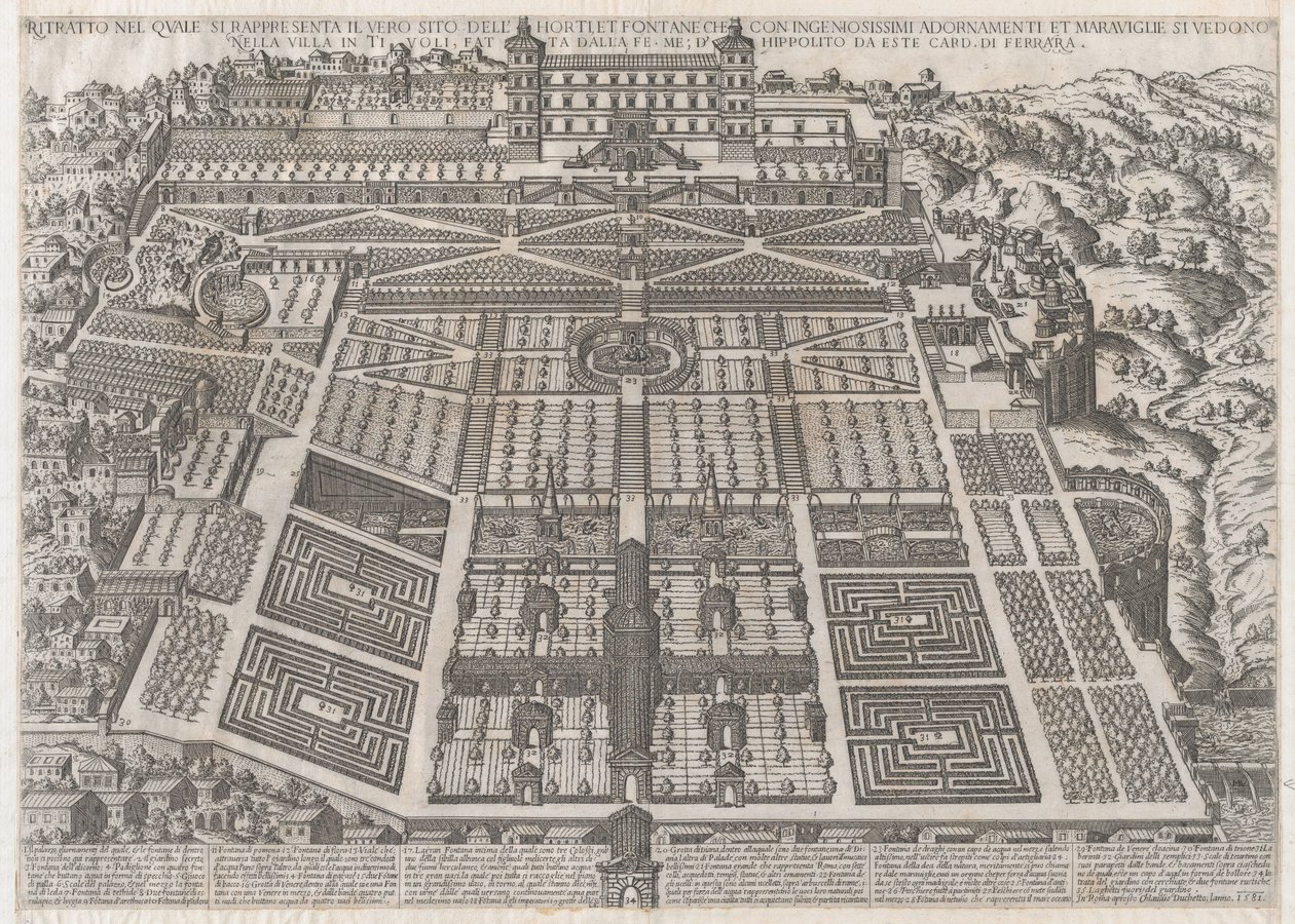 A római nagyszerűség tükre: Tivoli palota és kertek, 1581., 1581 alkotó: Giovanni Ambrogio Brambilla.