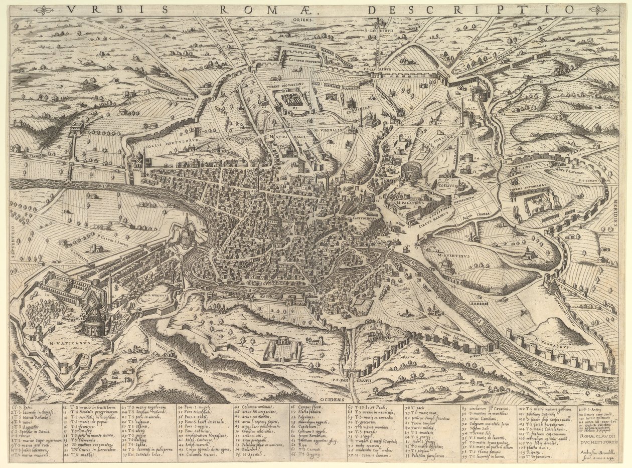 Modern Róma kilátása nyugatról, 1590 alkotó: Giovanni Ambrogio Brambilla