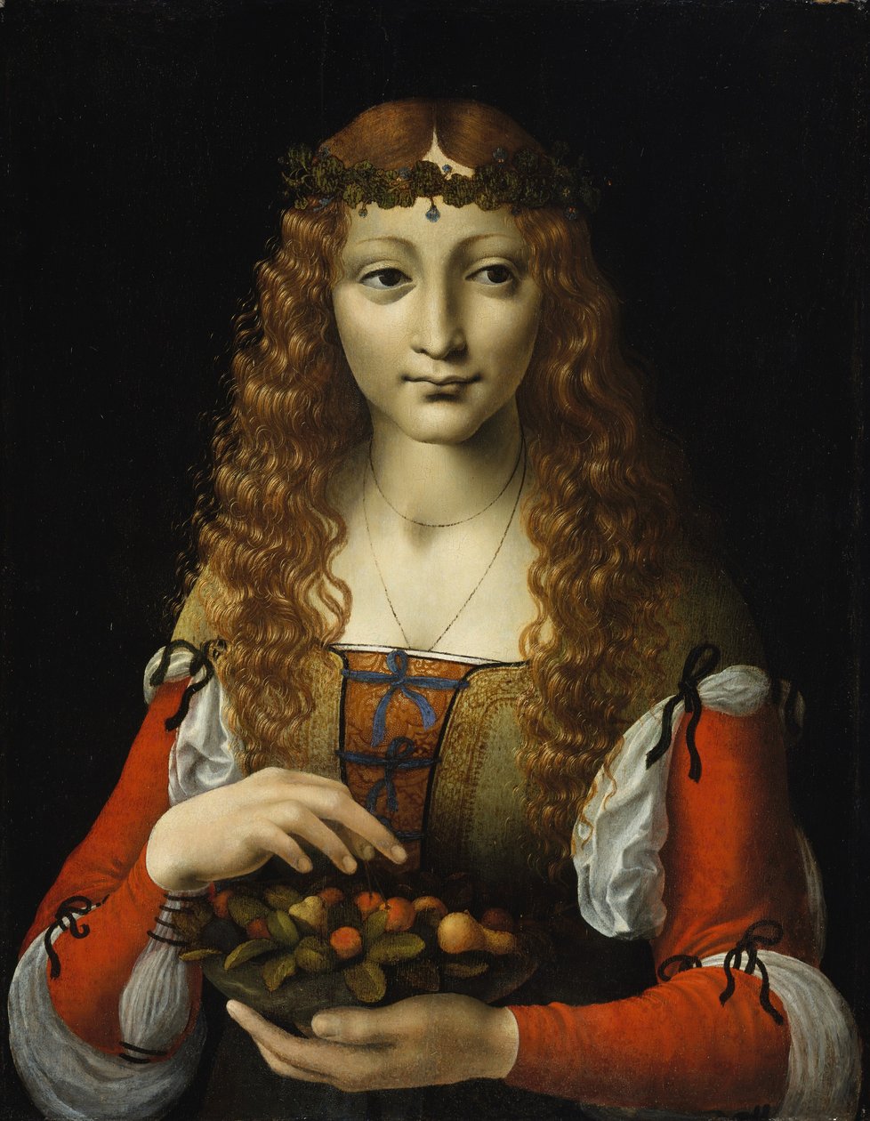Lány cseresznyével, 1491-95 körül (olaj, fa) alkotó: Giovanni Ambrogio de (attr. to) Predis