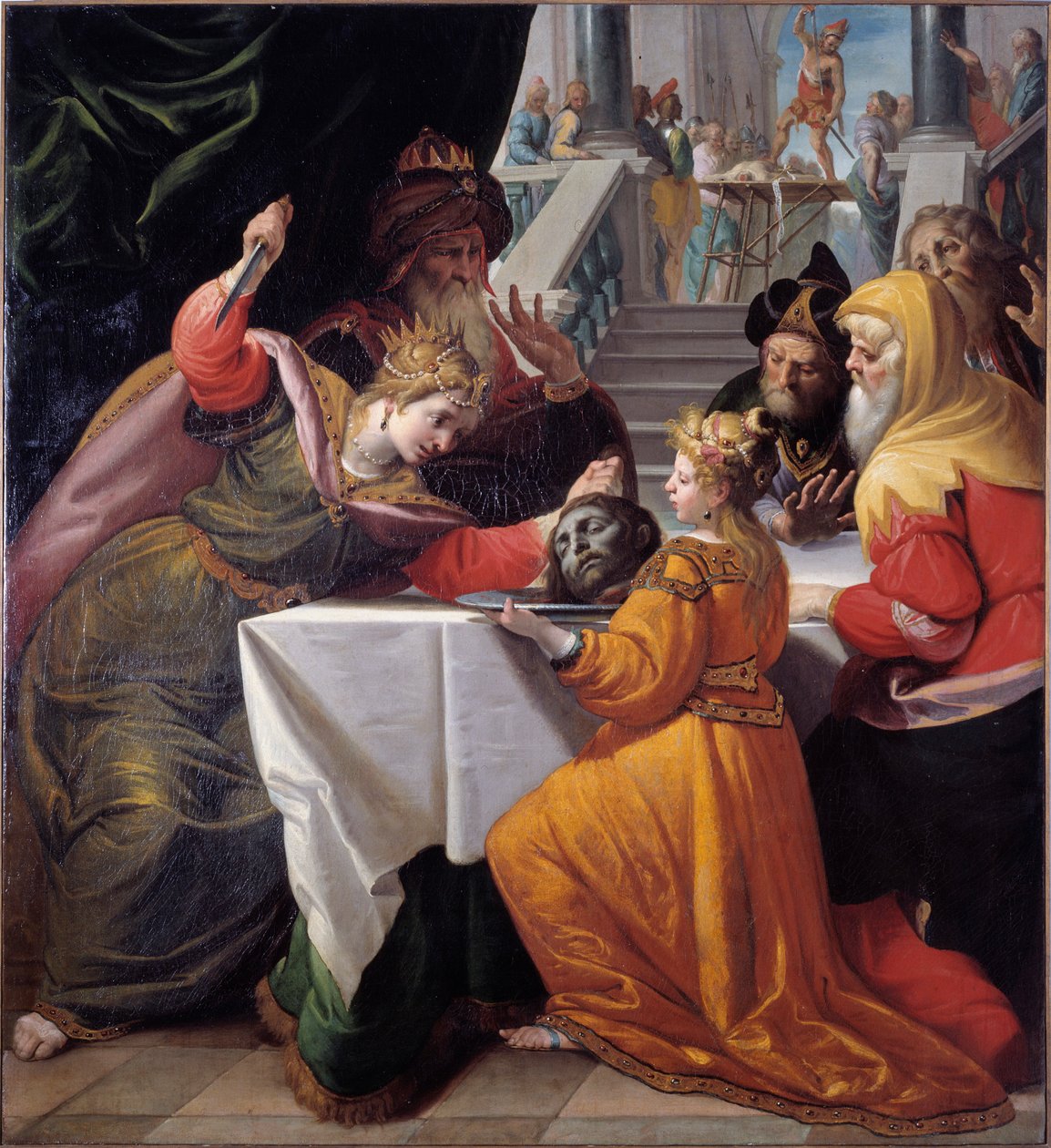 Salome Keresztelő Szent János fejével ezüst tányéron Giovanni Andrea Ansaldo (1584-1638) festménye 1630 körülbelül Genes, Musei di Strada Nuova (ex Palazzo Bianco) alkotó: Giovanni Andrea Ansaldo
