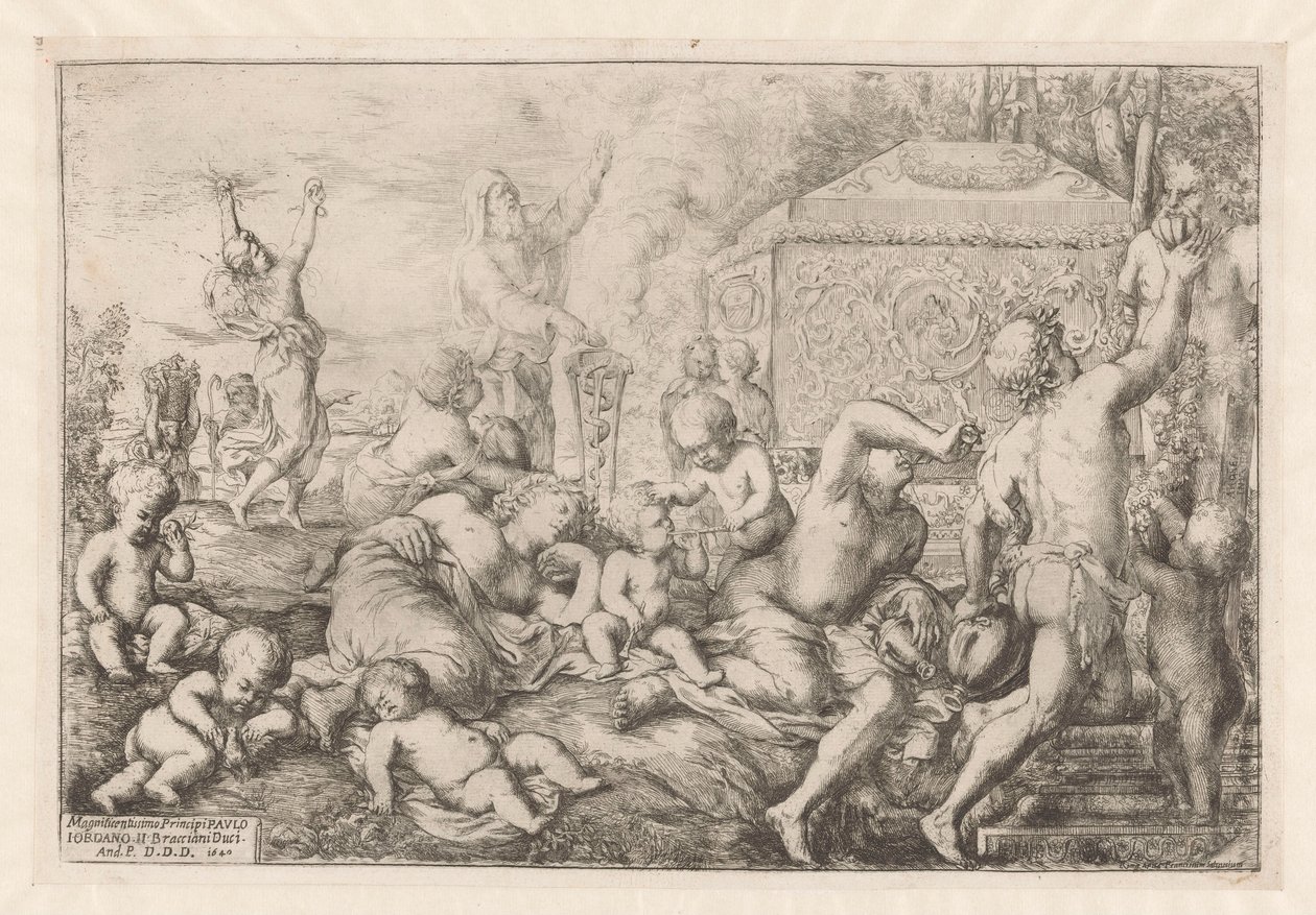 Bacchanal met altar, faun en Silenus alkotó: Giovanni Andrea Podesta