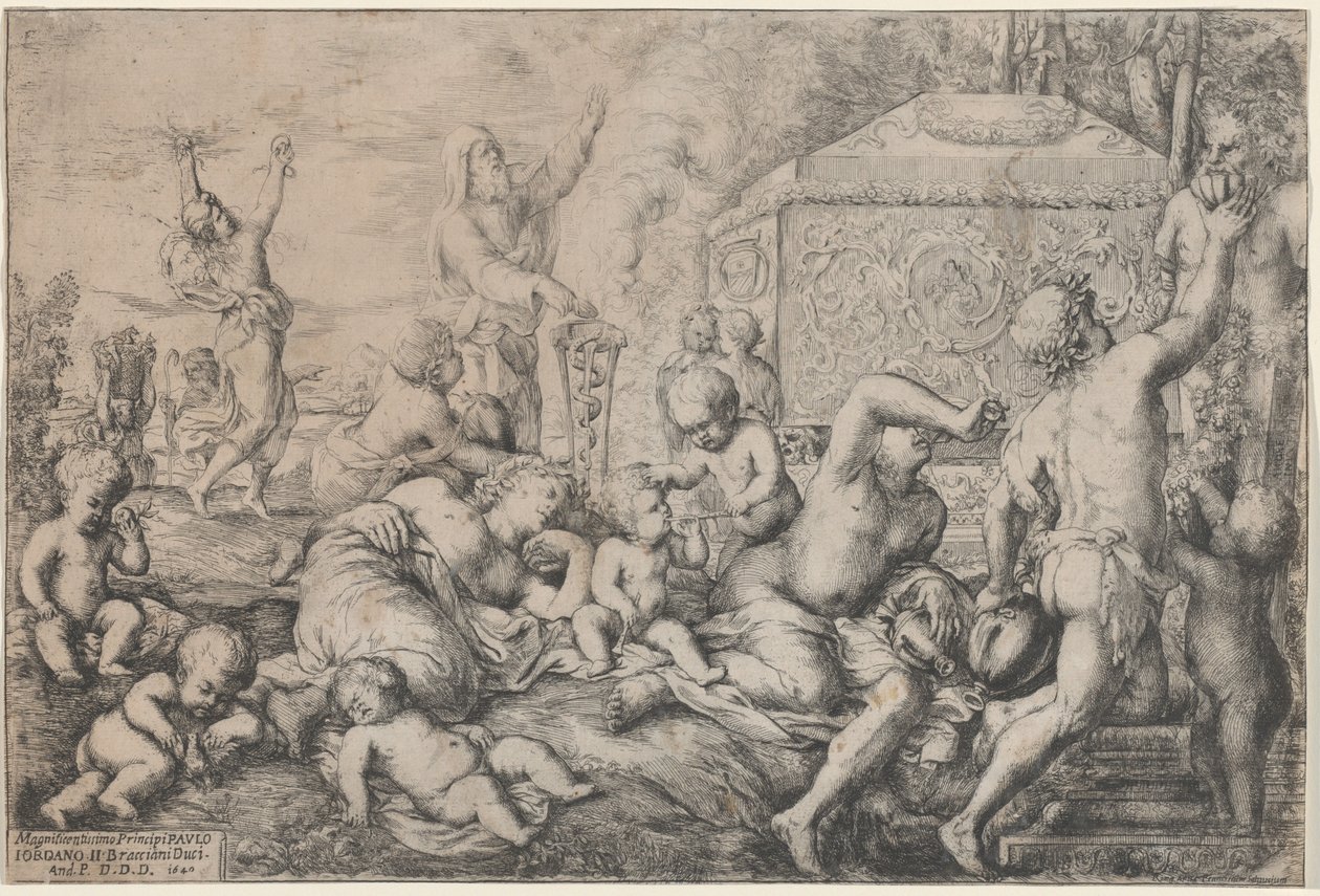 Bacchanal oltárral, Faunnal és Silenusszal alkotó: Giovanni Andrea Podesta
