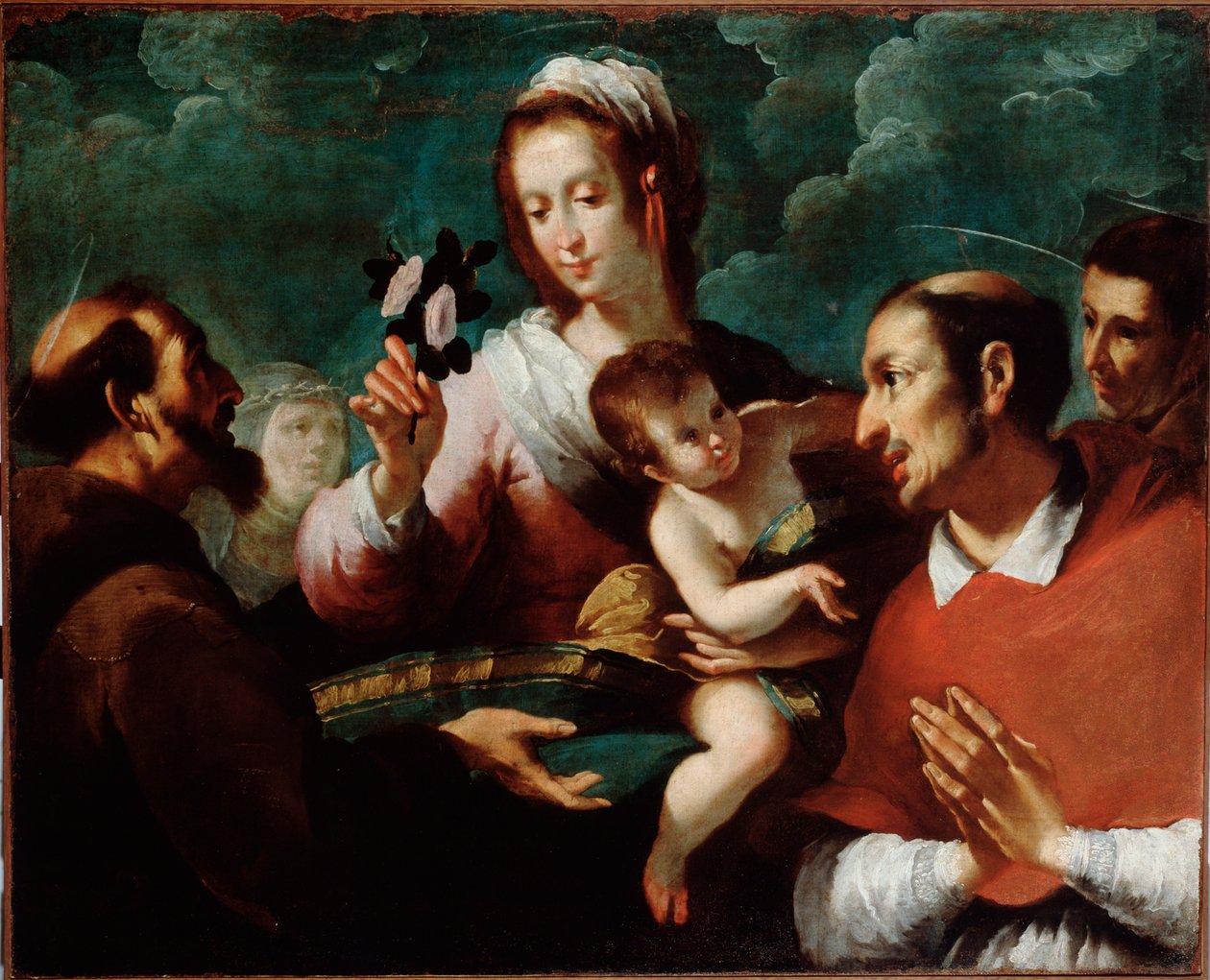 Szűz és gyermek Charles Borromee-val (Szűz és gyermek Szent Carlo Borromeóval) Giovanni Andrea de Ferrari festménye (kb. 1598-1669) Genes, Musei di Strada Nuova (ex Palazzo Bianco) alkotó: Giovanni Andrea di Ferrari