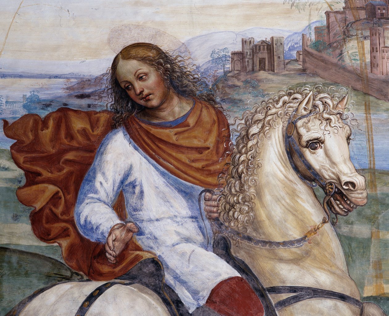 Benedek elhagyta apai házát, és Rómába ment, hogy tanulmányozza a Részleteket – Antonio Bazzi dit il Sodoma (1477-1549) által készített kolostor freskója Nursiai Szent Benedek (480-567), a Bencés Rend 1503-as alapítója életét meséli el. 1508-as apátság alkotó: Giovanni Antonio Bazzi Sodoma