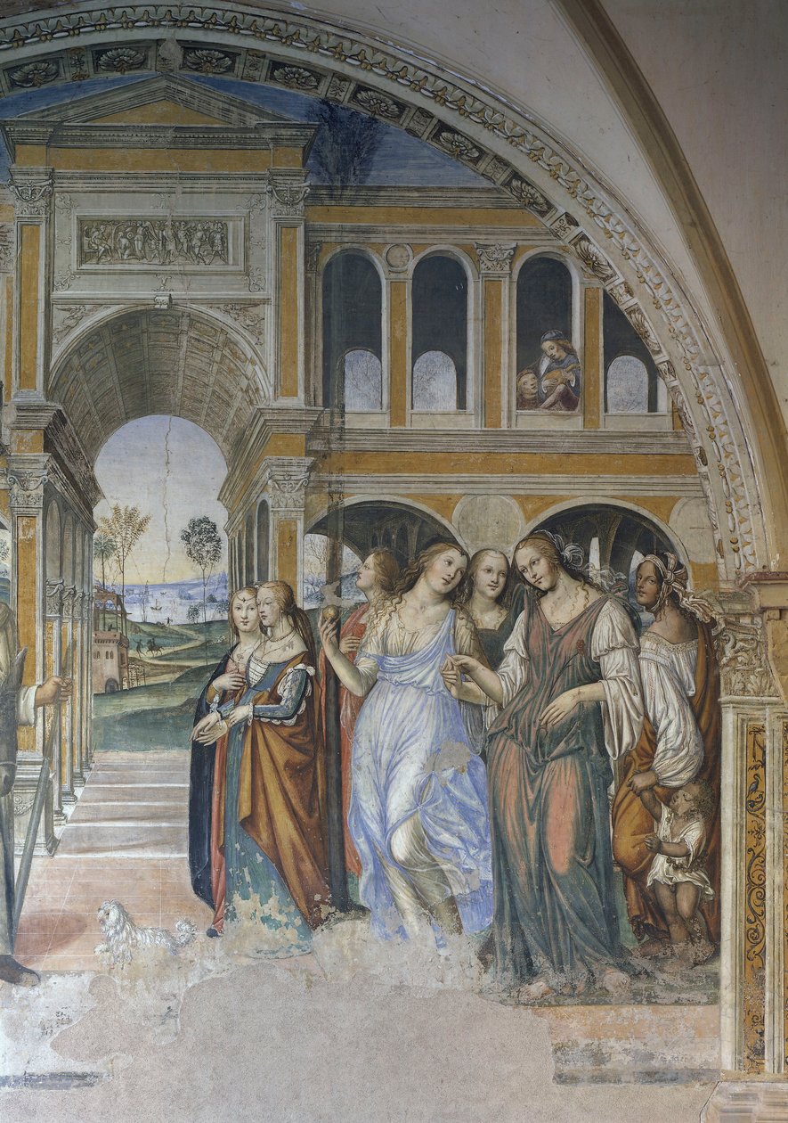 Florentius a paráznákat a kolostorba küldi, jelenet Szent Benedek életéből alkotó: Giovanni Antonio Bazzi Sodoma