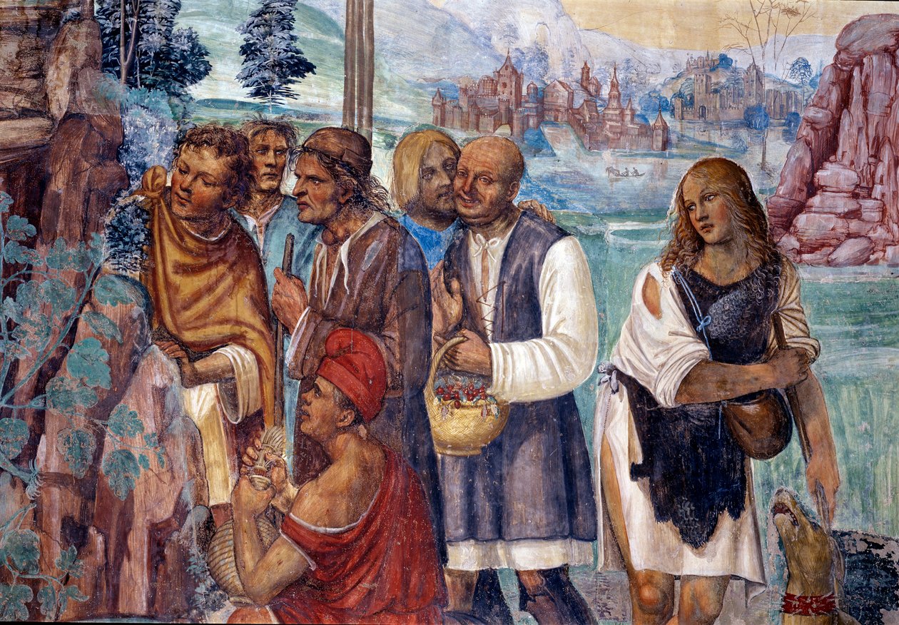 Hogyan tanítja Benedek a szent tant az őt meglátogató parasztoknak? Antonio Bazzi dit il Sodoma (1477 - 1549) kolostor részletfreskója Nursiai Szent Benedek (480 - 567) életútját meséli el, a Benedek-rend alapítója 1503 - alkotó: Giovanni Antonio Bazzi Sodoma