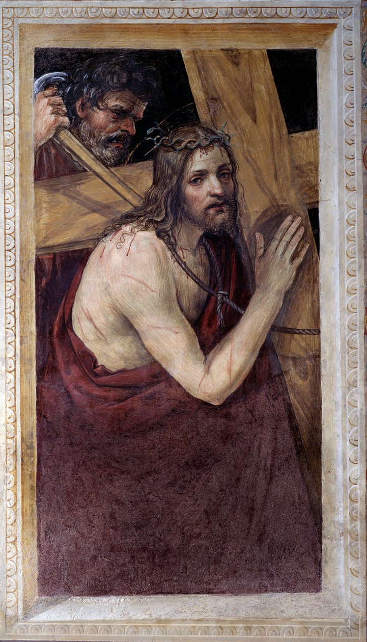 Jézus a keresztjét hordja (Freskó alkotó: Giovanni Antonio Bazzi Sodoma
