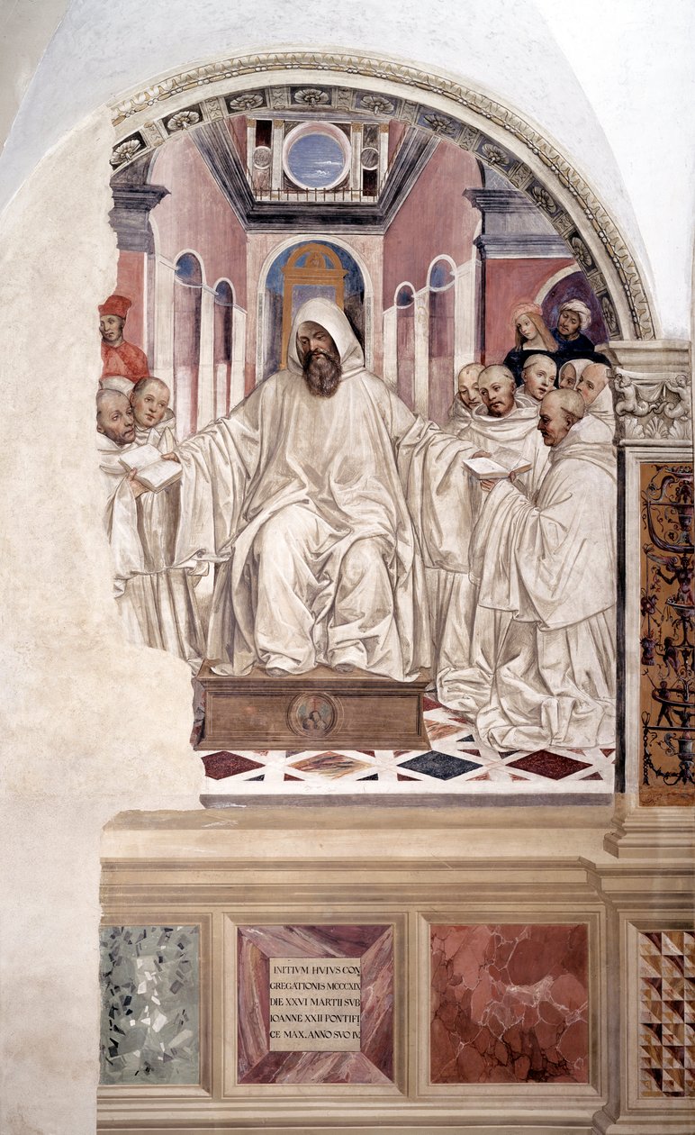 Szent Benedek uralmat ad a szerzeteseknek (Benedek ad uralmat a szerzeteseknek) Antonio Bazzi dit il Sodoma (1477 - 1549) kolostor freskója Nursie-i Szent Benedek (480 - 567) rendalapító életét meséli el. Bencés 1503 alkotó: Giovanni Antonio Bazzi Sodoma