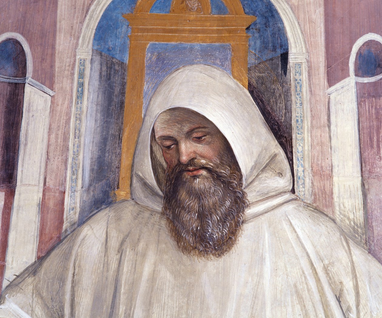 Szent Benedek uralmat ad az olivetáni szerzeteseknek Antonio Bazzi dit il Sodoma (1477 - 1549) kolostorának részletfreskója Nursie-i Szent Benedek (480 - 567), a Bencés Rend alapítója 1503 - 1508 közötti apátság életét meséli el. Monte O alkotó: Giovanni Antonio Bazzi Sodoma