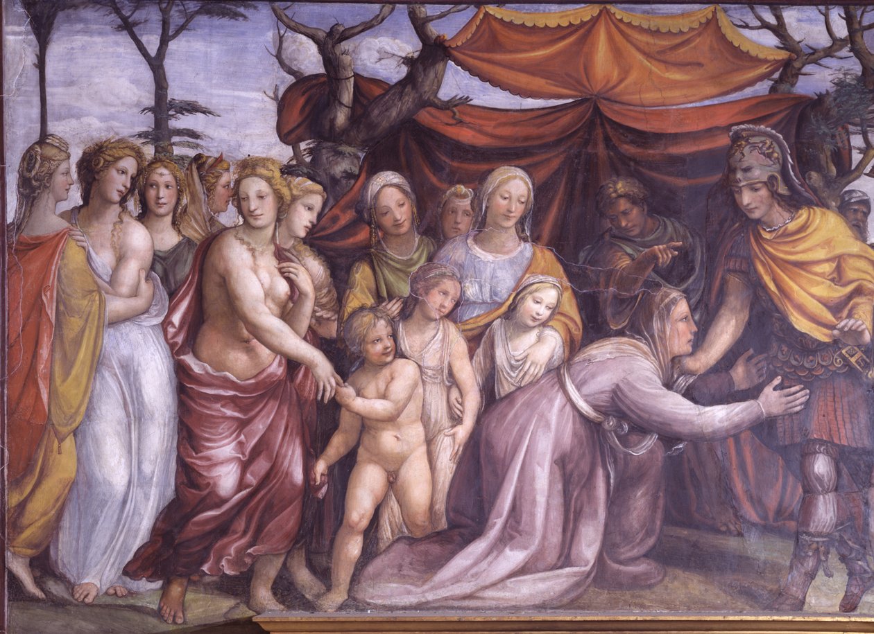 A Sala delle Nozze di Alessandro e Rossana Nagy Sándor házasságának terme (i.e. 356-323) és Roxanne-részlet Sándorról III. Dareiosz családjával, 1513 körüli freskó alkotó: Giovanni Antonio Bazzi Sodoma