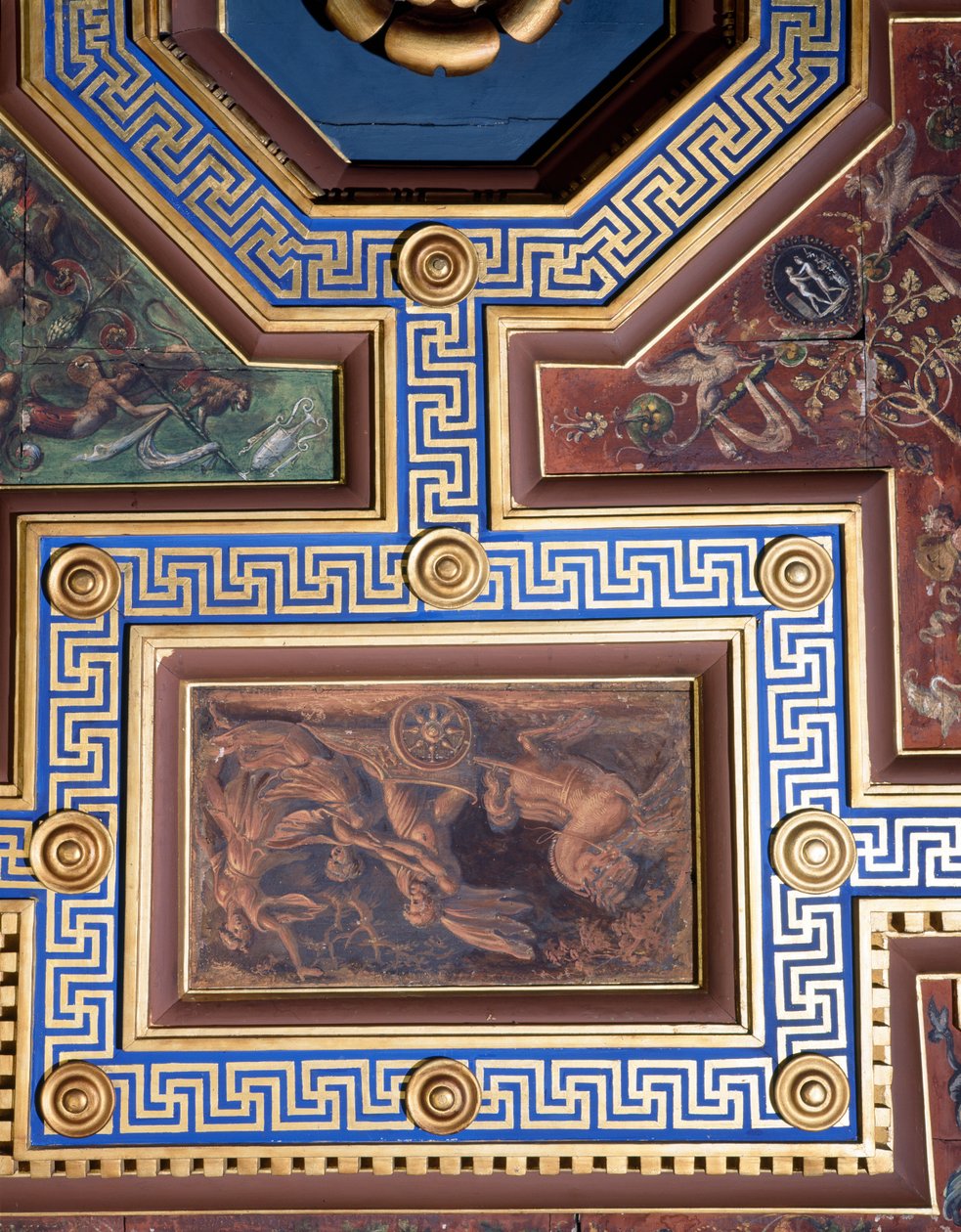 A Sala delle Nozze di Alessandro e Rossana Nagy Sándor házasságának terme i.e. 356-323 és Roxanne mennyezeti részlet, 1513 körüli freskó alkotó: Giovanni Antonio Bazzi Sodoma