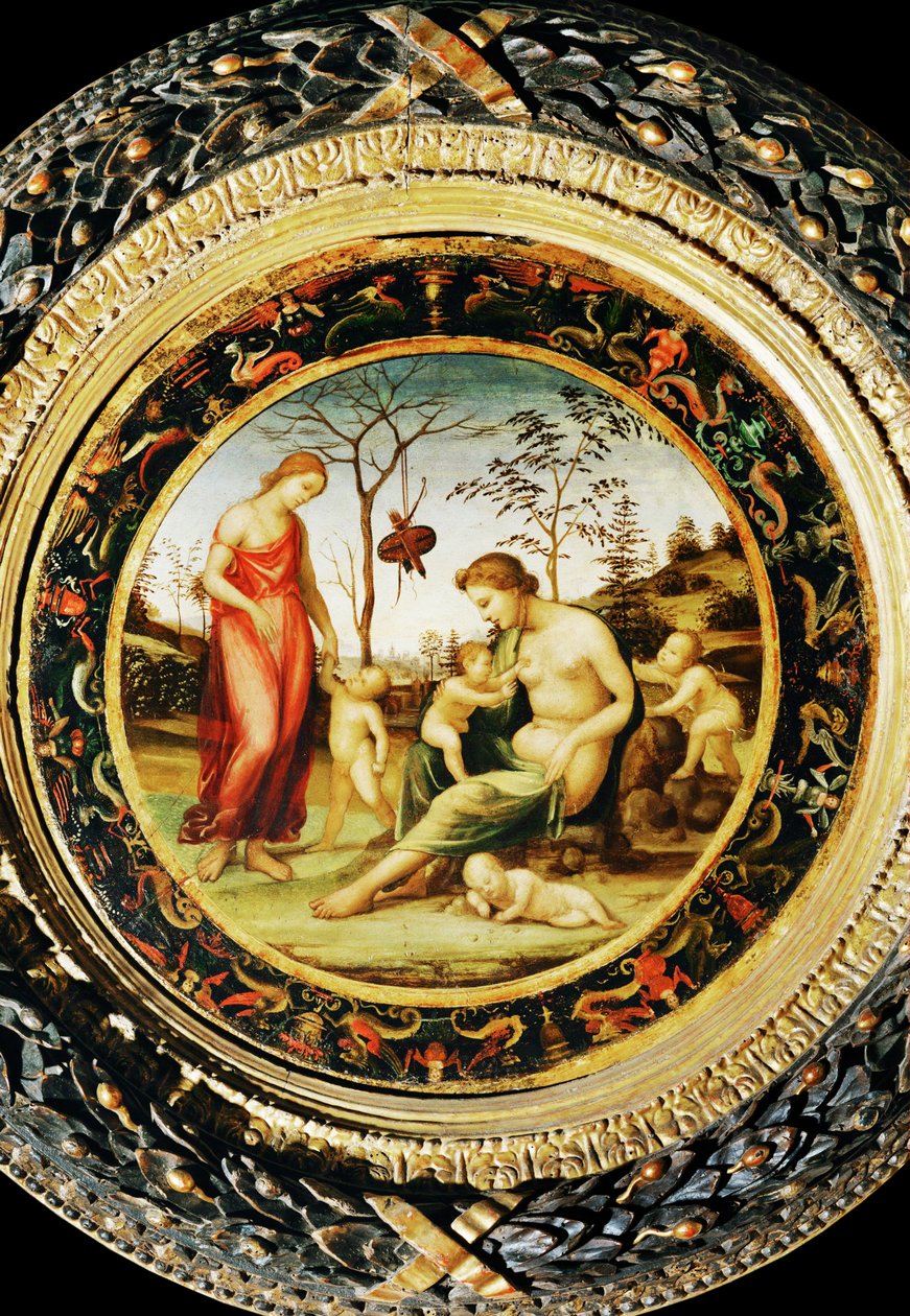 Venus terrestre Erosszal és Venus celeste Anterosszal és két kupidóval ... alkotó: Giovanni Antonio Bazzi Sodoma